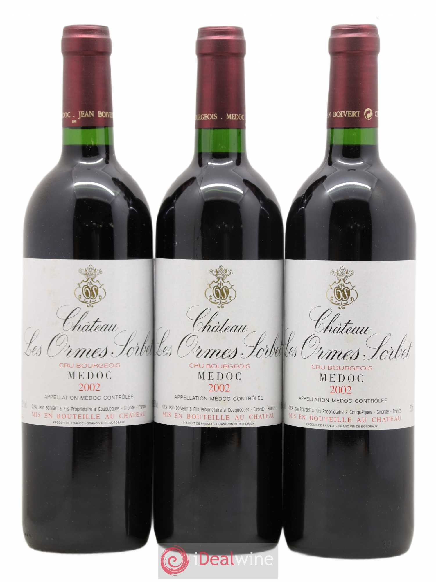 Château les Ormes Sorbet Cru Bourgeois 2002 - Lot de 3 bouteilles - 0