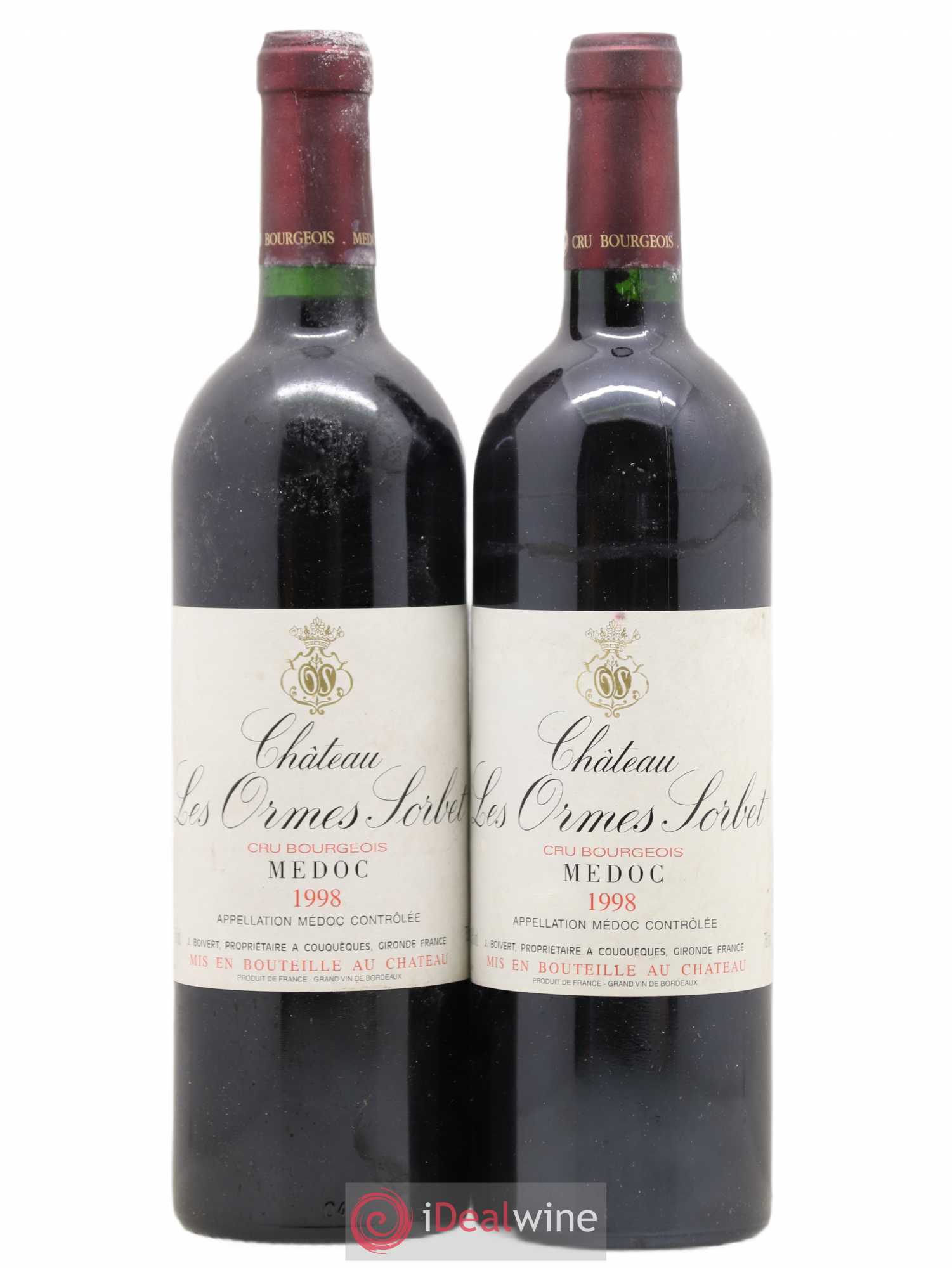 Château les Ormes Sorbet Cru Bourgeois 1998 - Lot de 2 bouteilles - 0