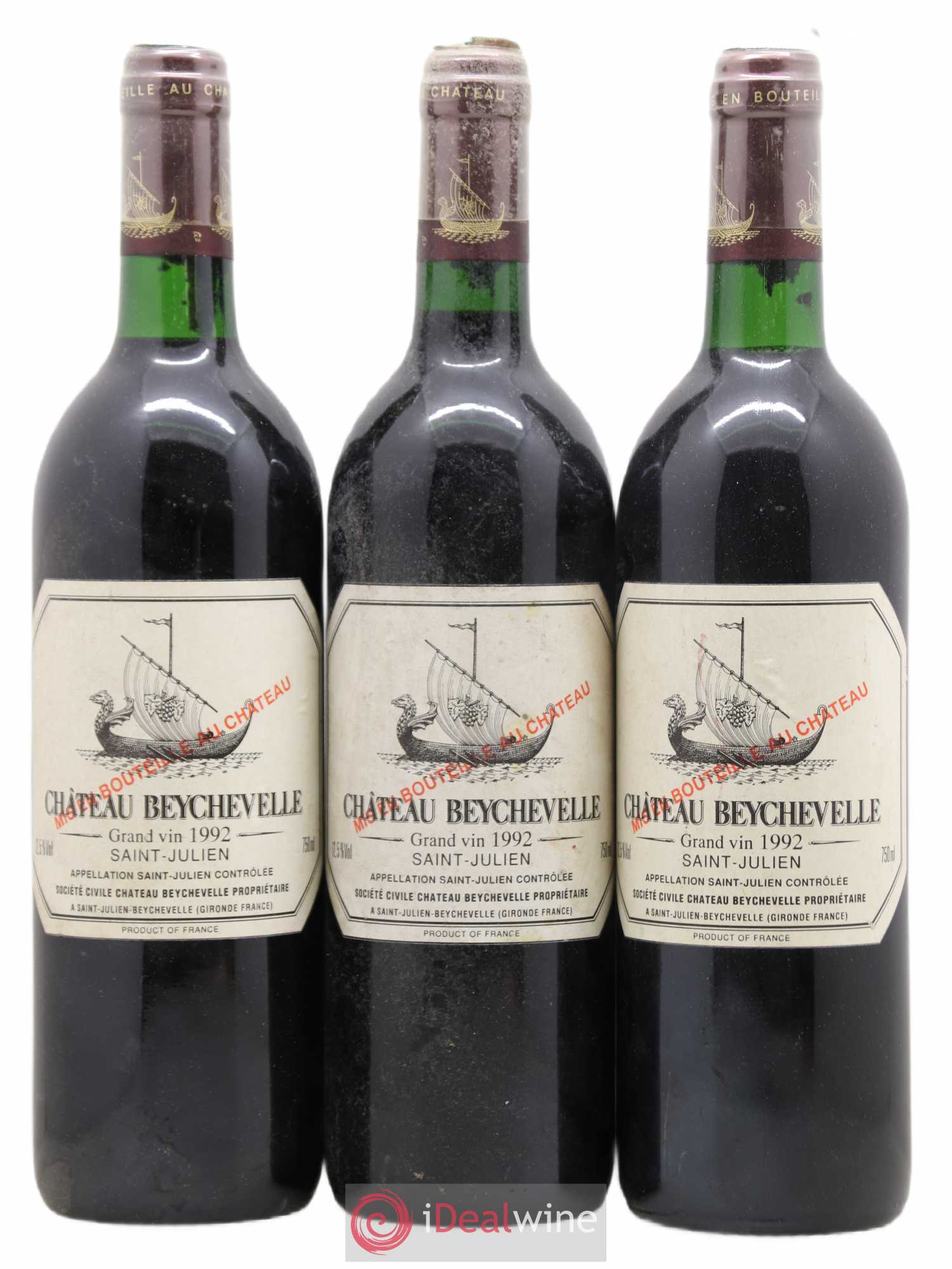Château Beychevelle 4ème Grand Cru Classé 1992 - Lot de 3 bouteilles - 0
