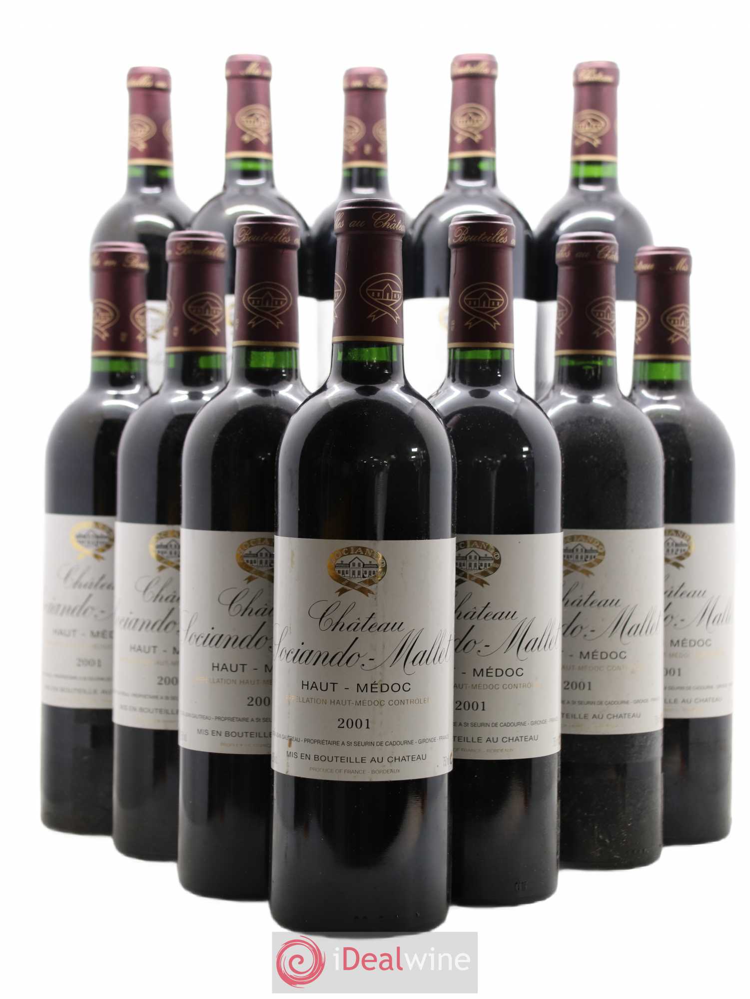 Château Sociando Mallet 2001 - Lot de 12 bouteilles - 0