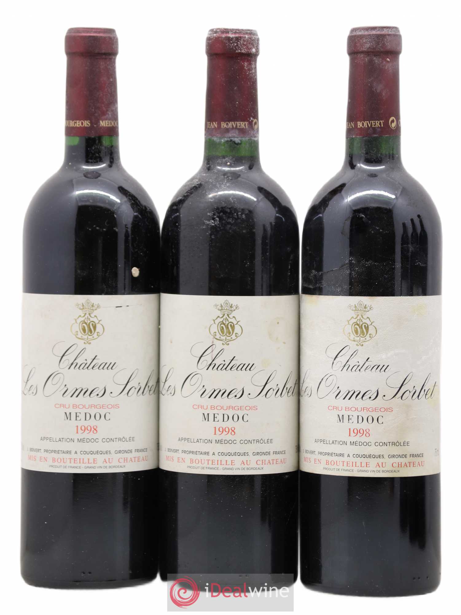 Château les Ormes Sorbet Cru Bourgeois (sans prix de réserve) 1998 - Lot de 6 bouteilles - 1