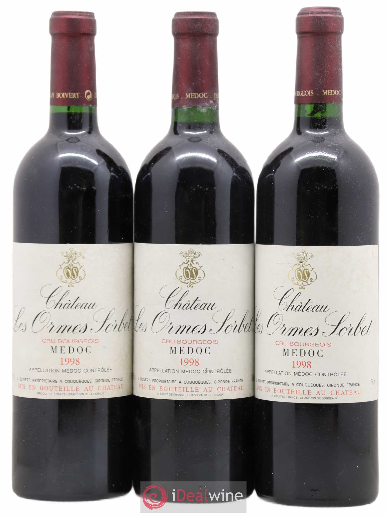 Château les Ormes Sorbet Cru Bourgeois (sans prix de réserve) 1998 - Lot de 3 bouteilles - 0