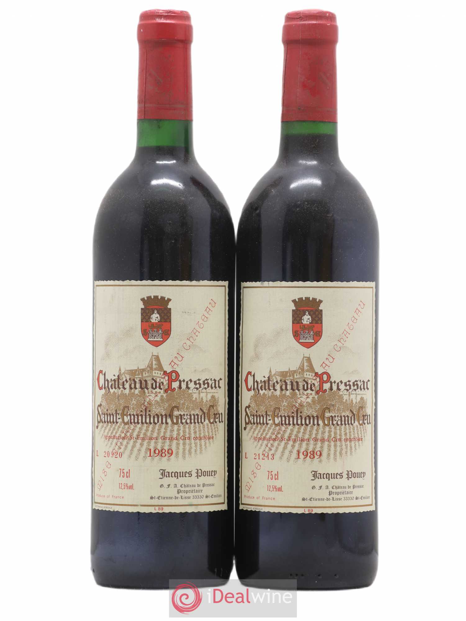 Château de Pressac Grand Cru Classé 1989 - Lot de 2 bouteilles - 0