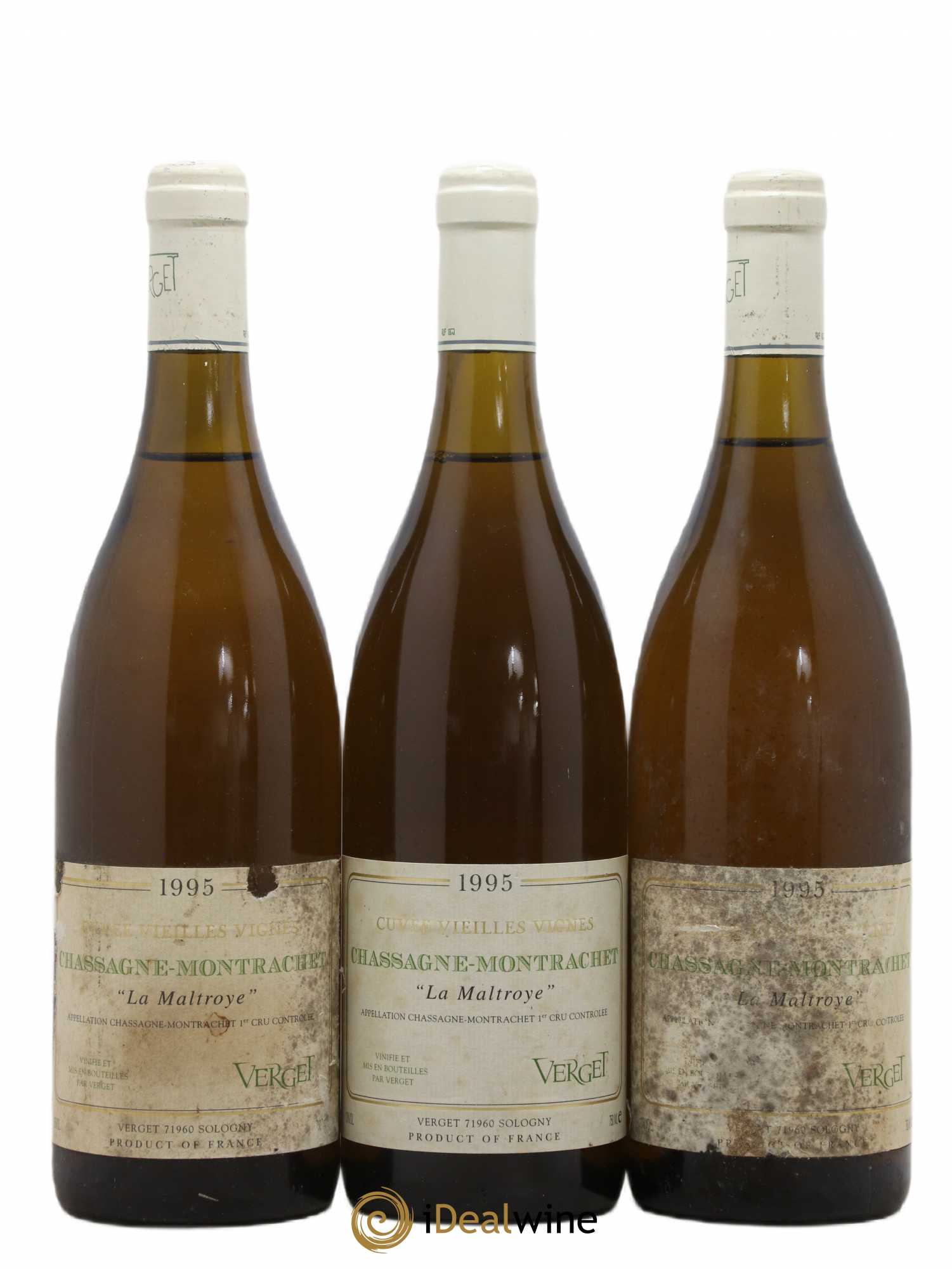Chassagne-Montrachet 1er Cru La Maltroye Vieilles Vignes Verget 1995 - Posten von 3 Flaschen - 0