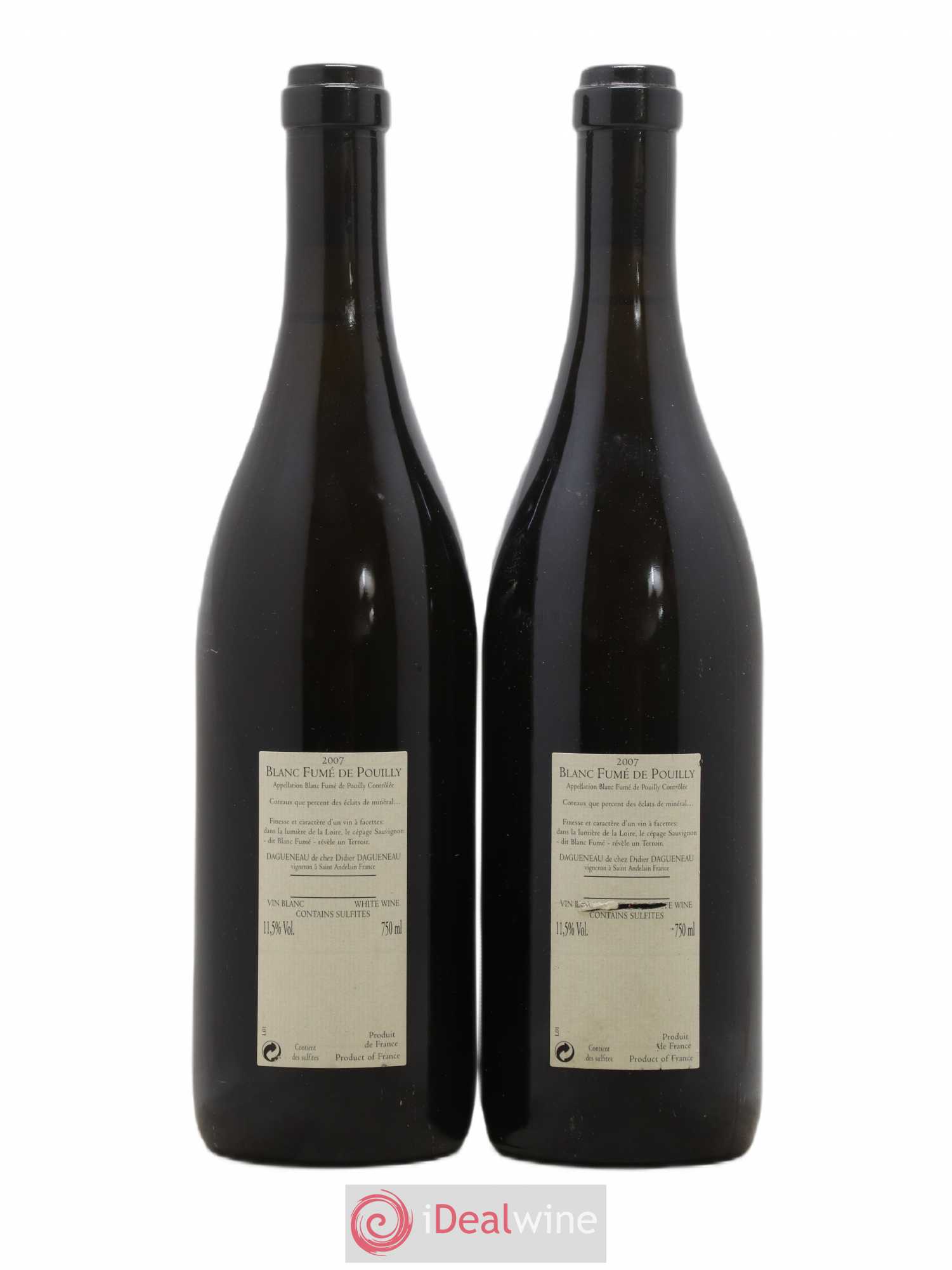 Pouilly-Fumé Blanc Fumé de Pouilly Dagueneau (Domaine Didier - Louis-Benjamin) 2007 - Lot de 2 bouteilles - 1