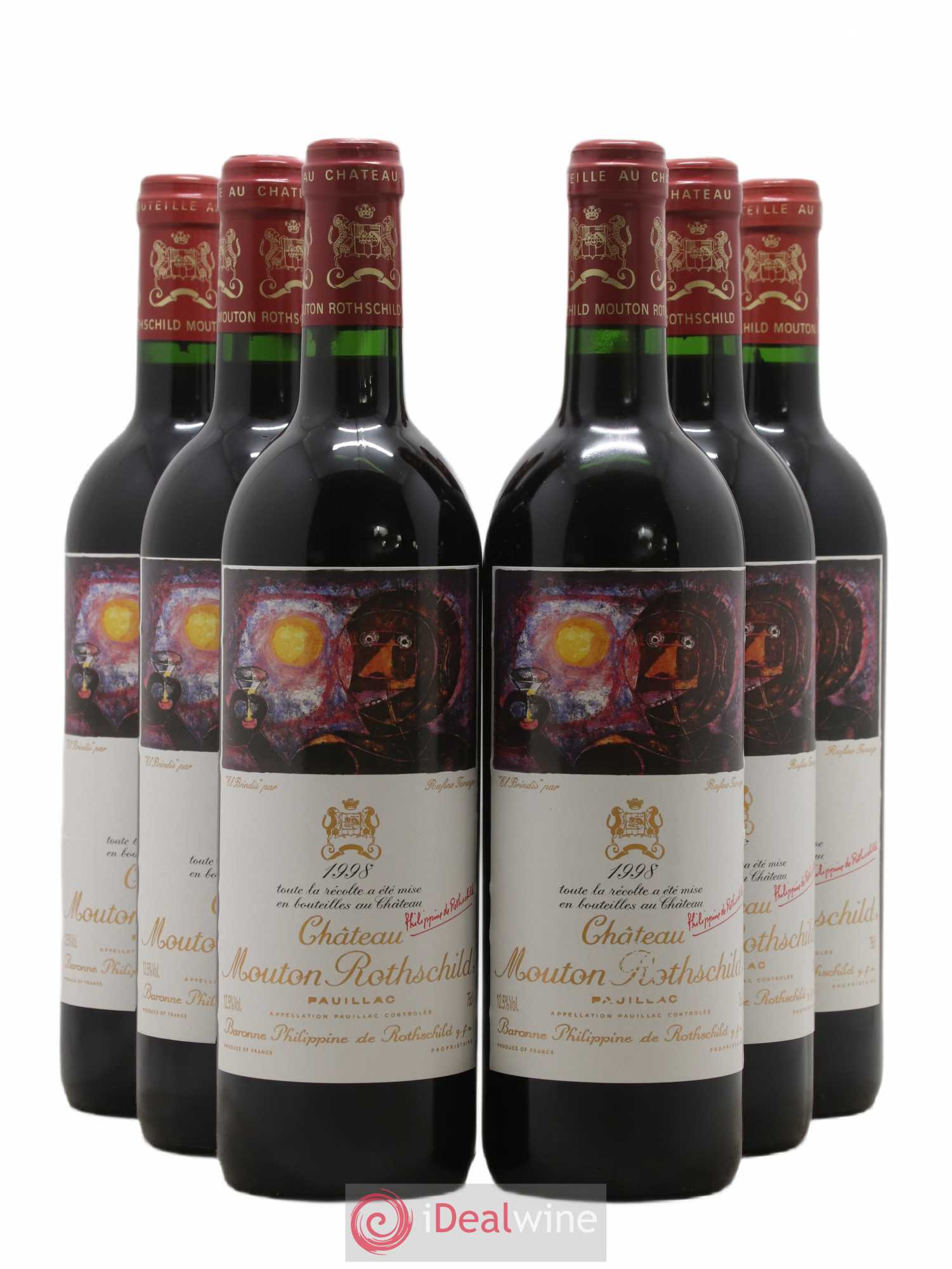 Château Mouton Rothschild 1er Grand Cru Classé 1998 - Lot de 6 bouteilles - 0