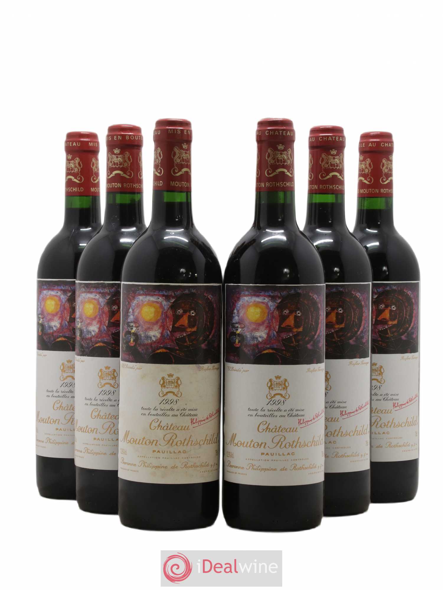 Château Mouton Rothschild 1er Grand Cru Classé 1998 - Lot de 6 bouteilles - 0