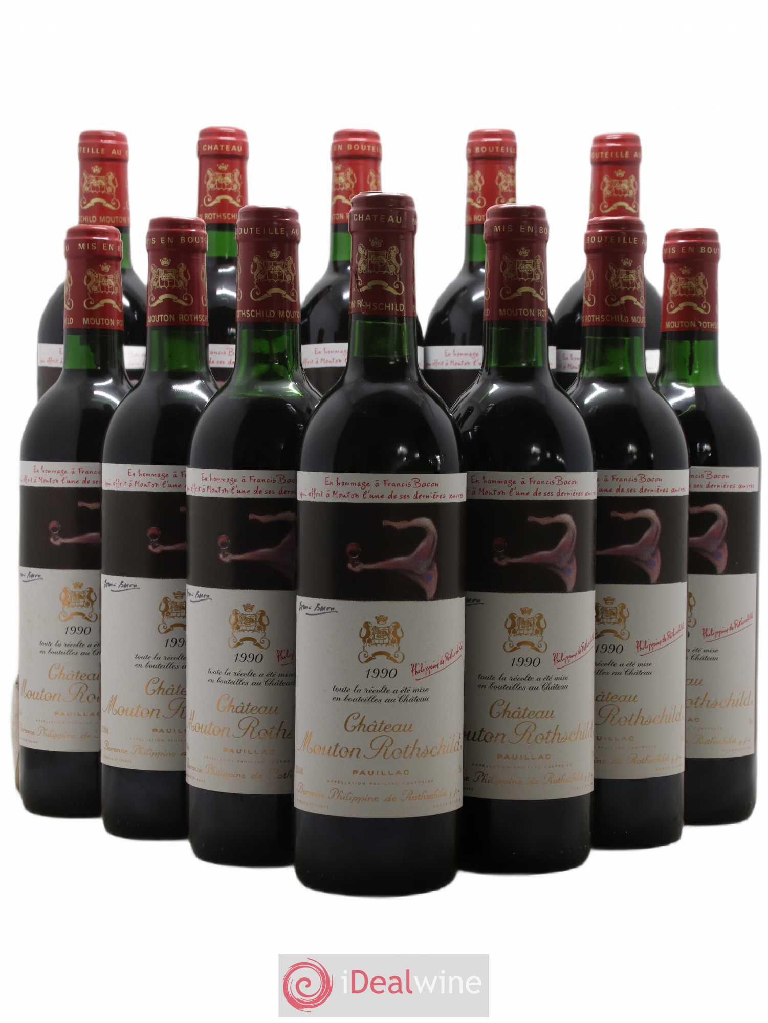 Château Mouton Rothschild 1er Grand Cru Classé 1990 - Lot de 12 bouteilles - 0