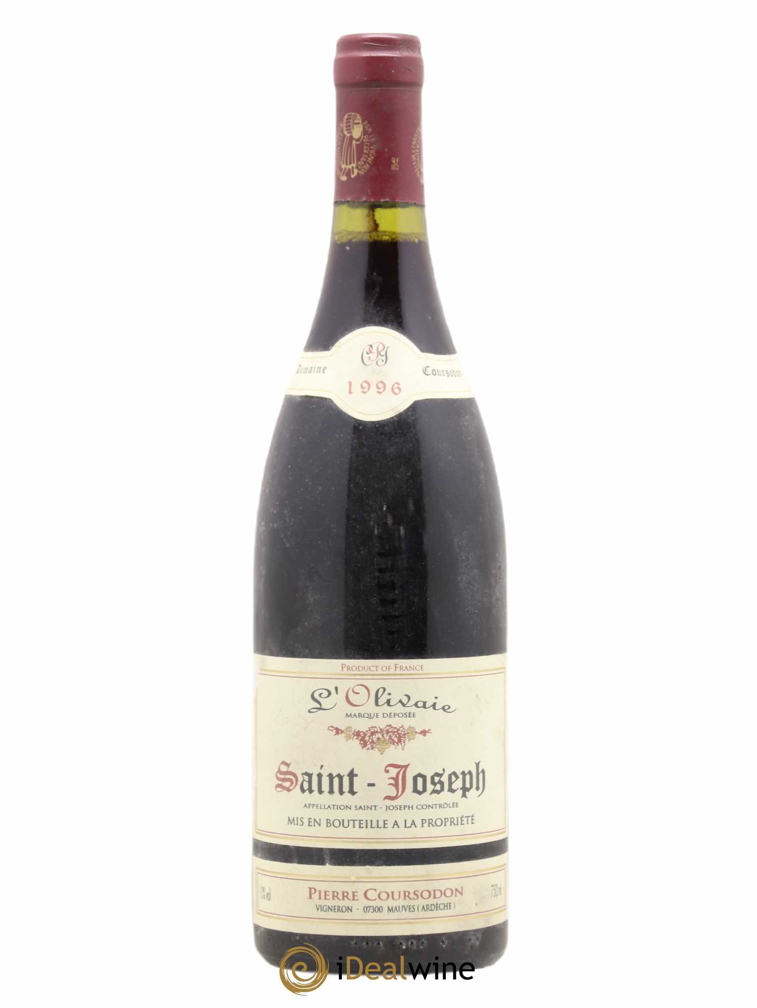 Saint-Joseph L'Olivaie Pierre et Jérôme Coursodon 1996 - Lot de 1 bouteille - 0