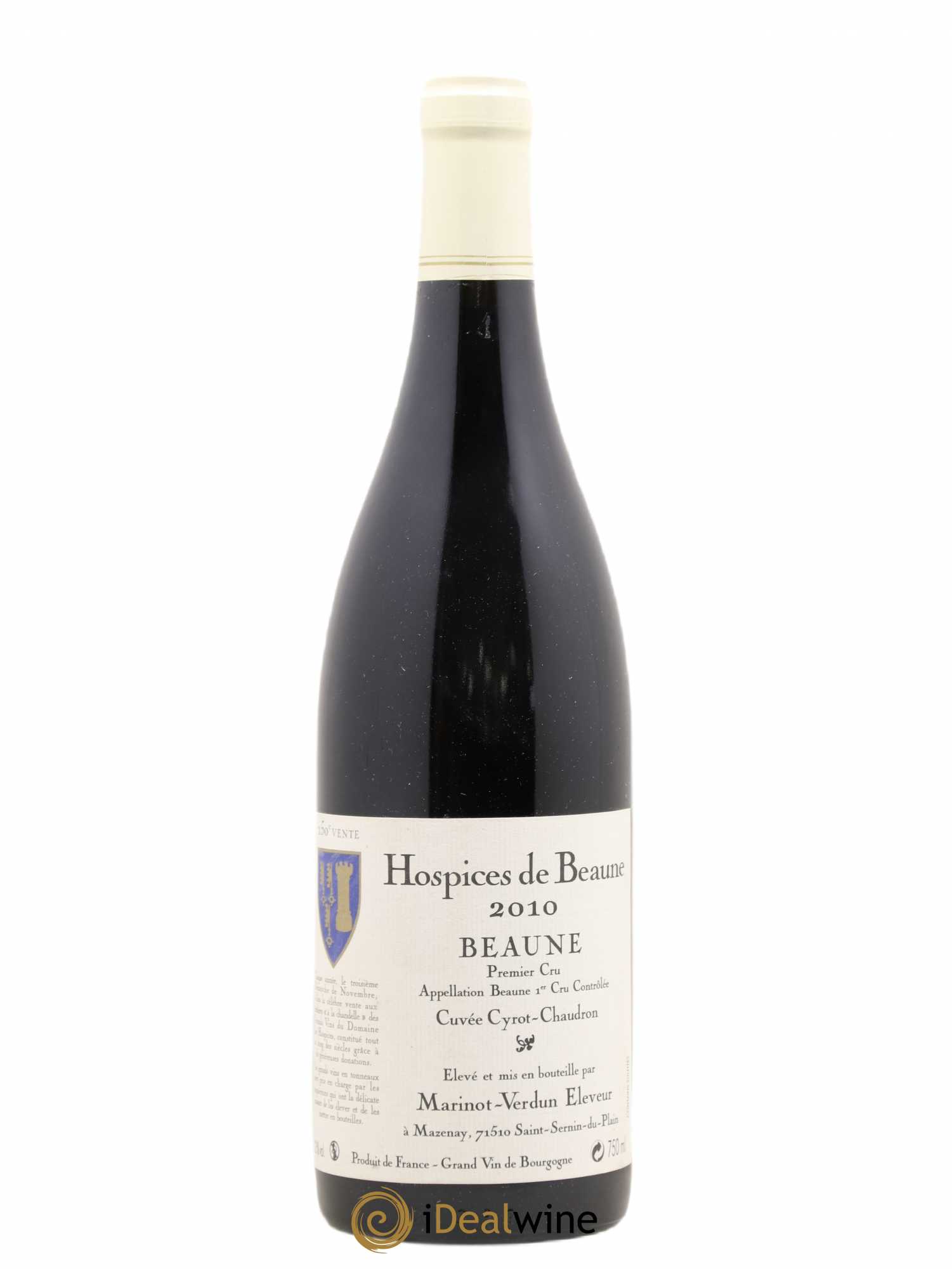 Beaune 1er Cru Hospice de Beaune Cuvée Cyrot Chaudron Marinot Verdun 2010 - Posten von 1 Flasche - 0