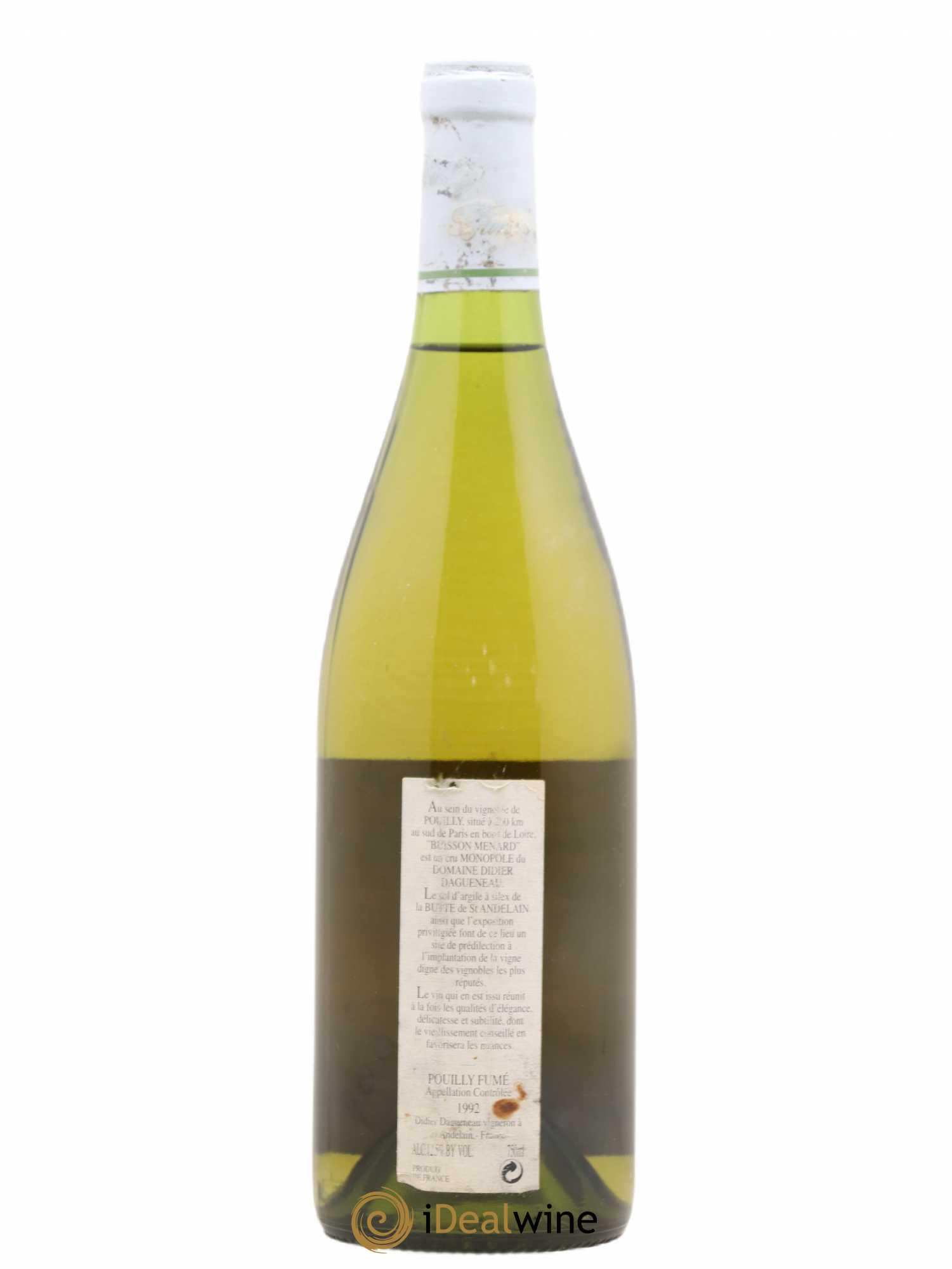 Vin de France Blanc Fumé Dagueneau (Domaine Didier - Louis-Benjamin) Buisson Ménard 1992 - Lot de 1 bouteille - 1
