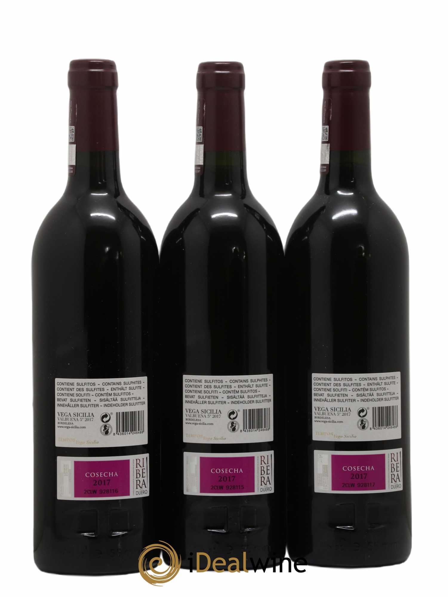 Ribera Del Duero DO Vega Sicilia Valbuena 5 ano Famille Alvarez 2017 - Lot de 3 bouteilles - 1