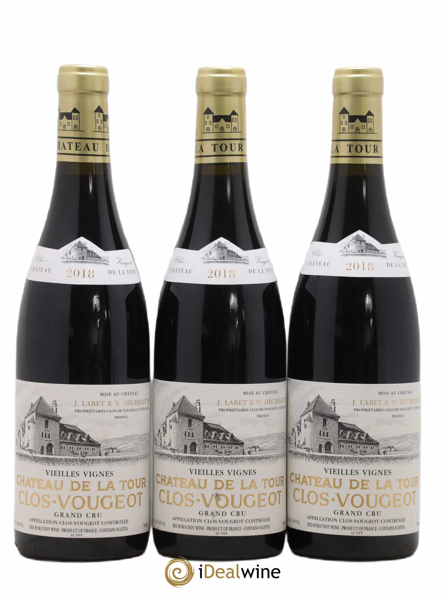 Clos de Vougeot Grand Cru Vieilles Vignes Château de La Tour 2018 - Lot de 3 bouteilles - 0