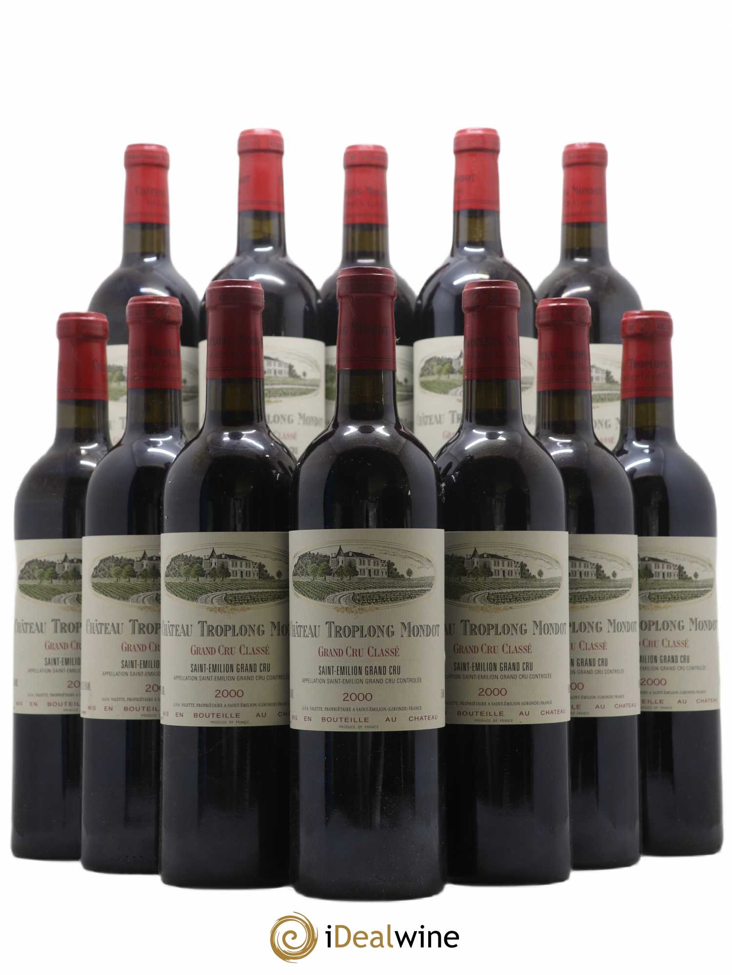 Château Troplong Mondot 1er Grand Cru Classé B 2000 - Lot de 12 bouteilles - 0