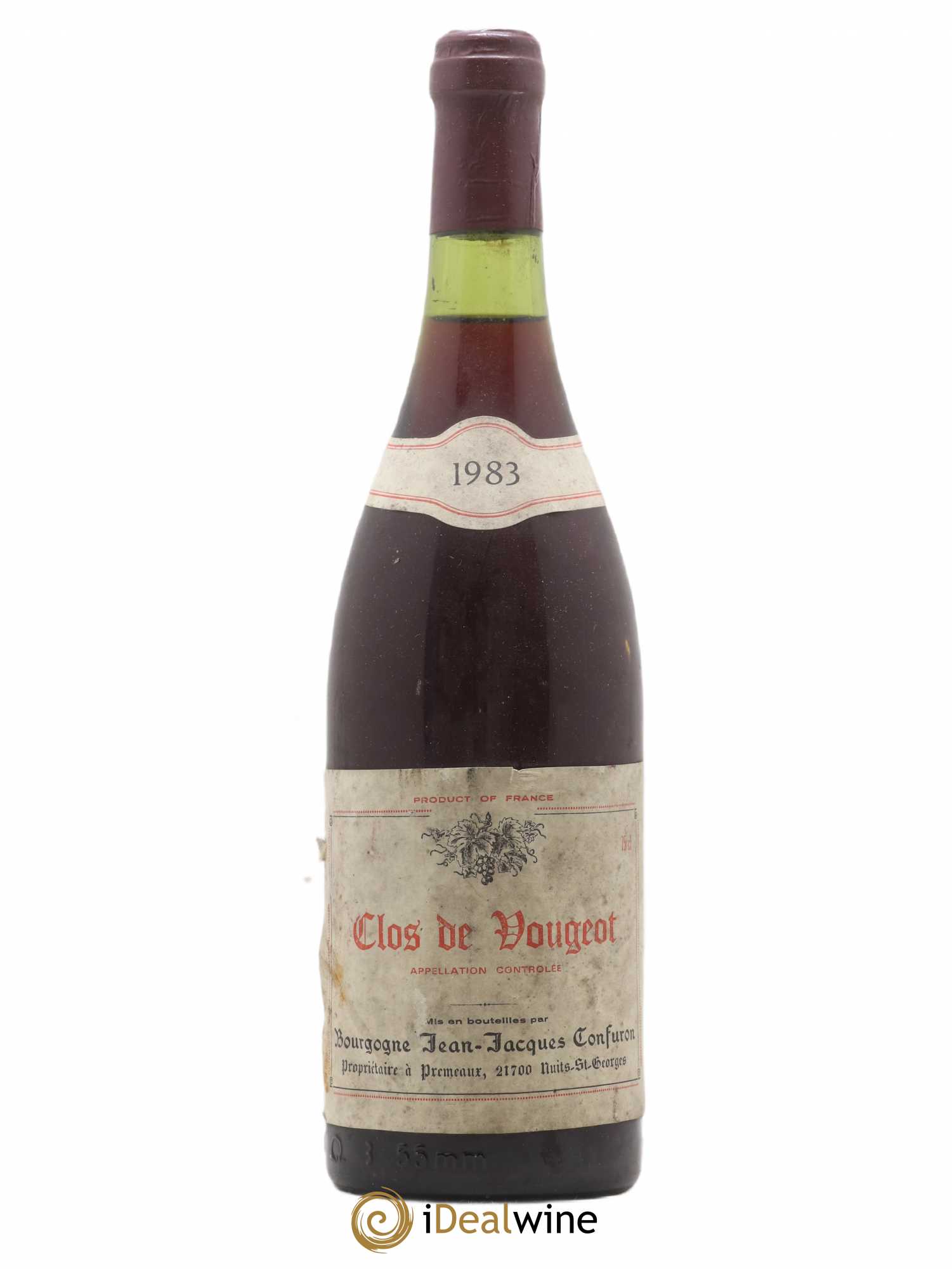 Clos de Vougeot Grand Cru Jean-Jacques Confuron 1983 - Lot de 1 bouteille - 0