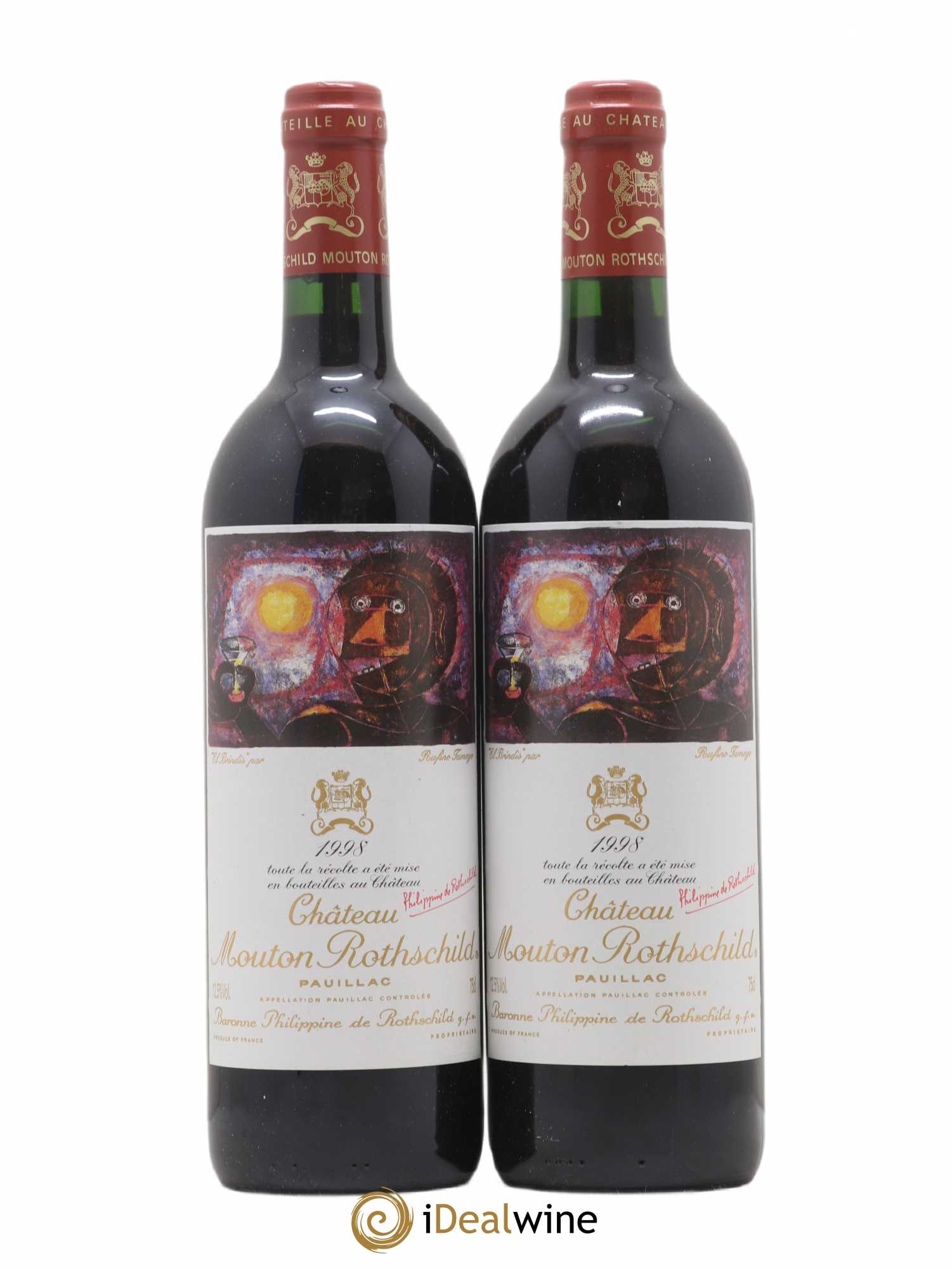 Château Mouton Rothschild 1er Grand Cru Classé 1998 - Lot de 2 bouteilles - 0
