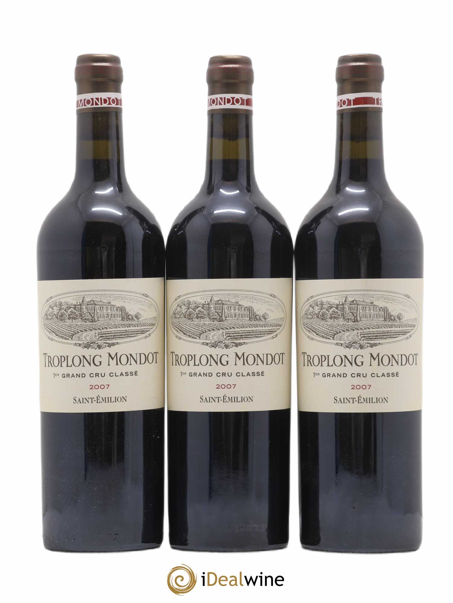 Château Troplong Mondot 1er Grand Cru Classé B 2007 - Lot de 3 bouteilles - 0
