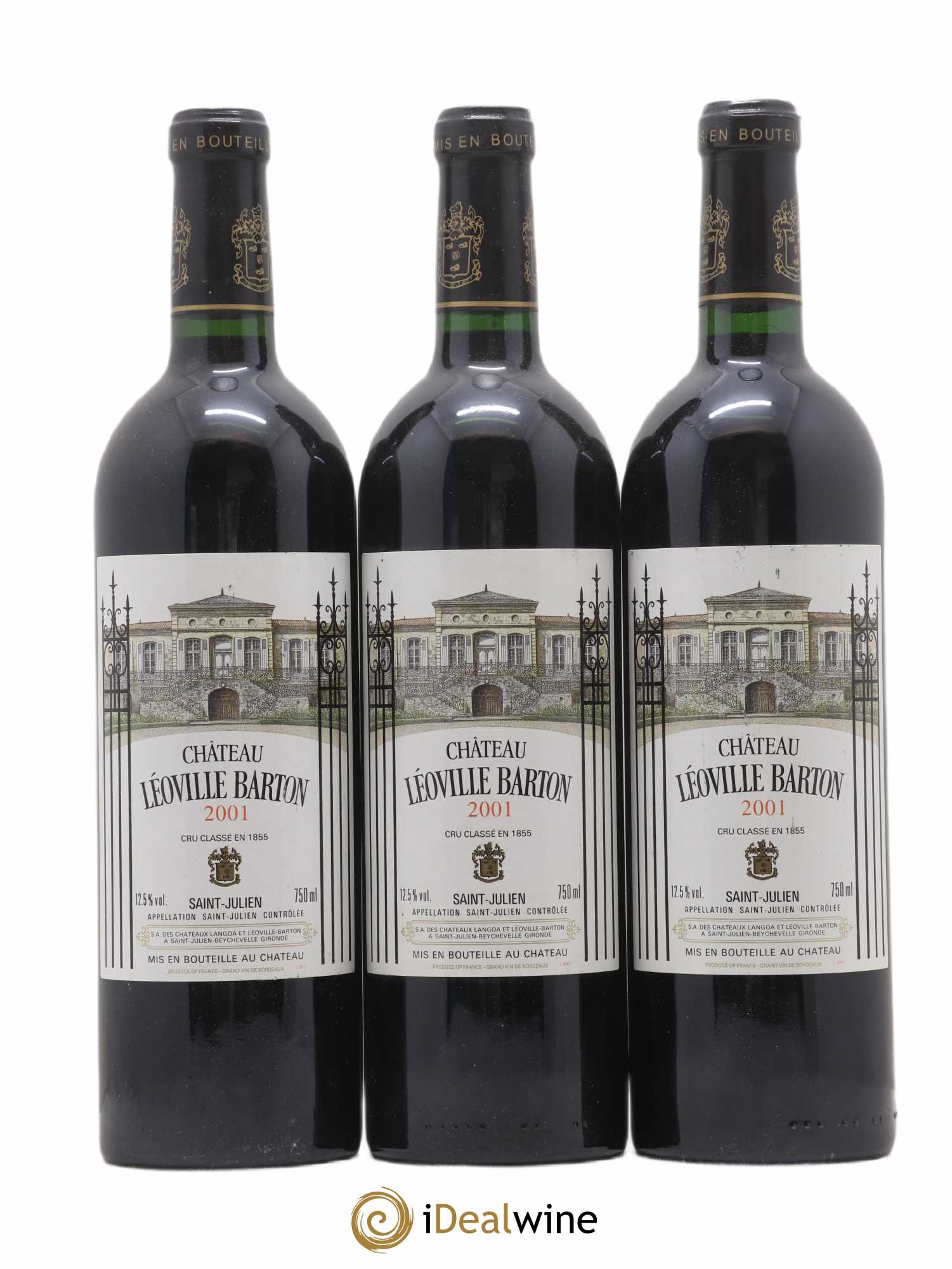 Château Léoville Barton 2ème Grand Cru Classé 2001 - Lot de 3 bouteilles - 0