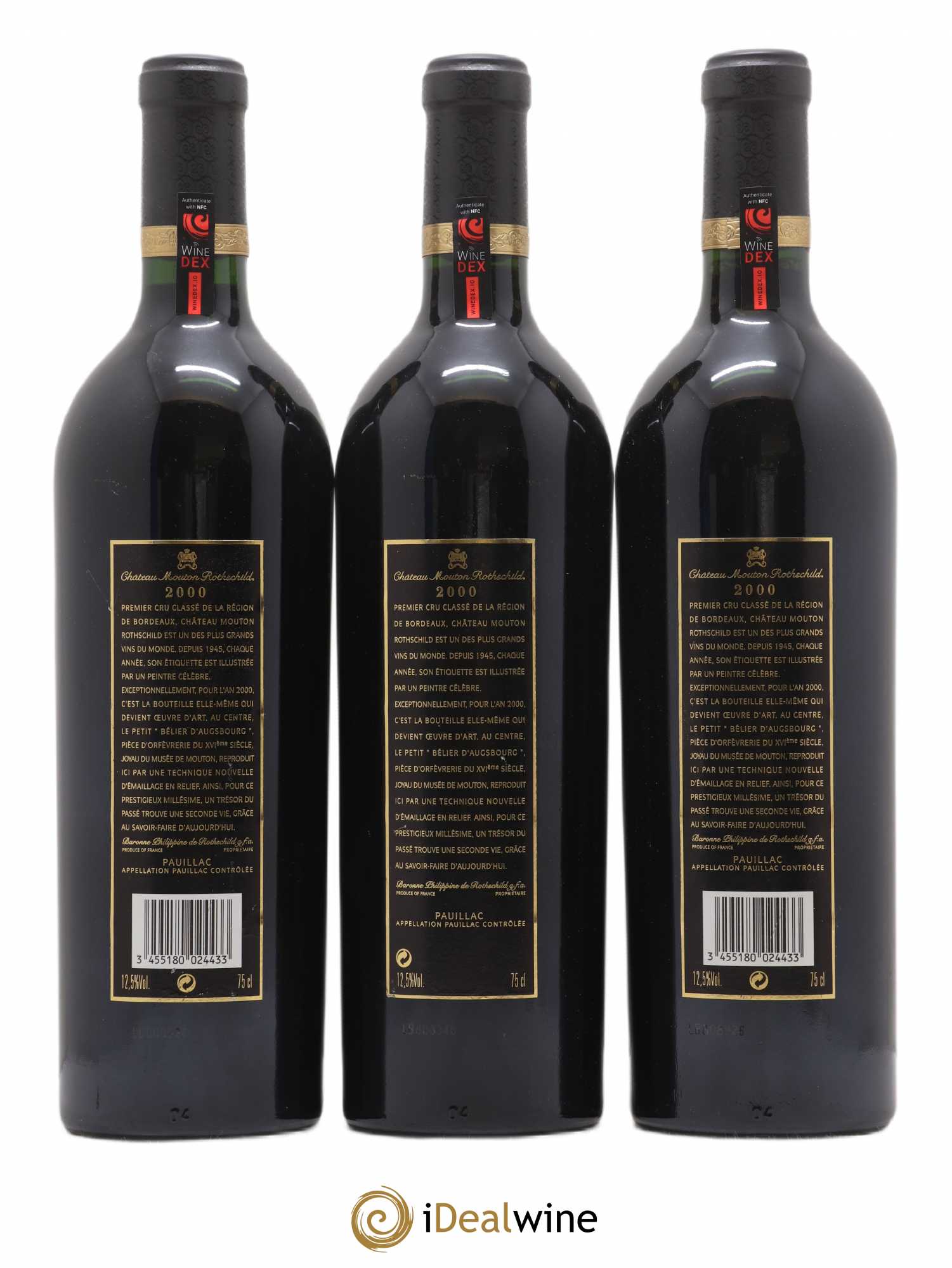Château Mouton Rothschild 1er Grand Cru Classé 2000 - Lot de 3 bouteilles - 1