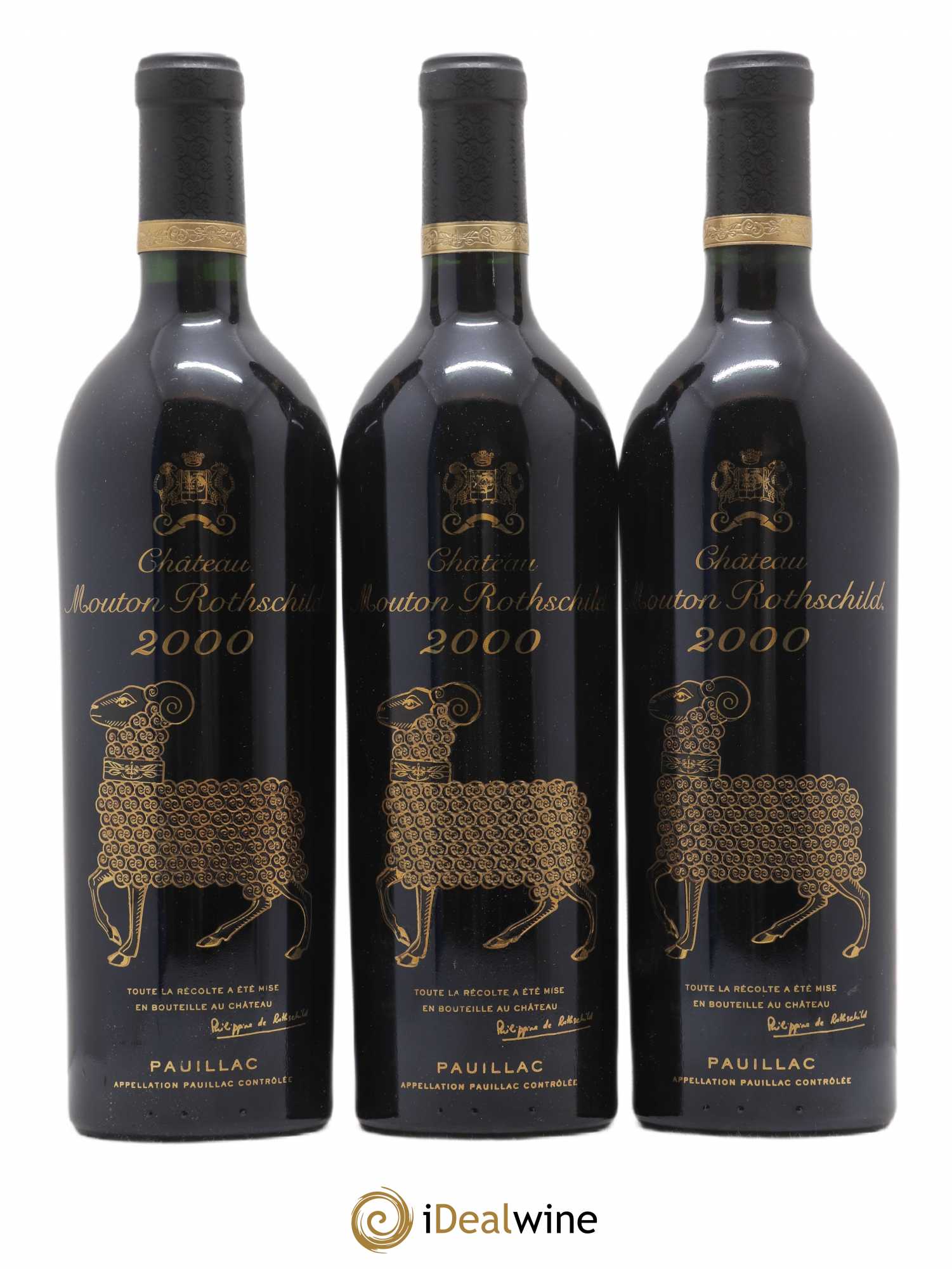 Château Mouton Rothschild 1er Grand Cru Classé 2000 - Lot de 3 bouteilles - 0