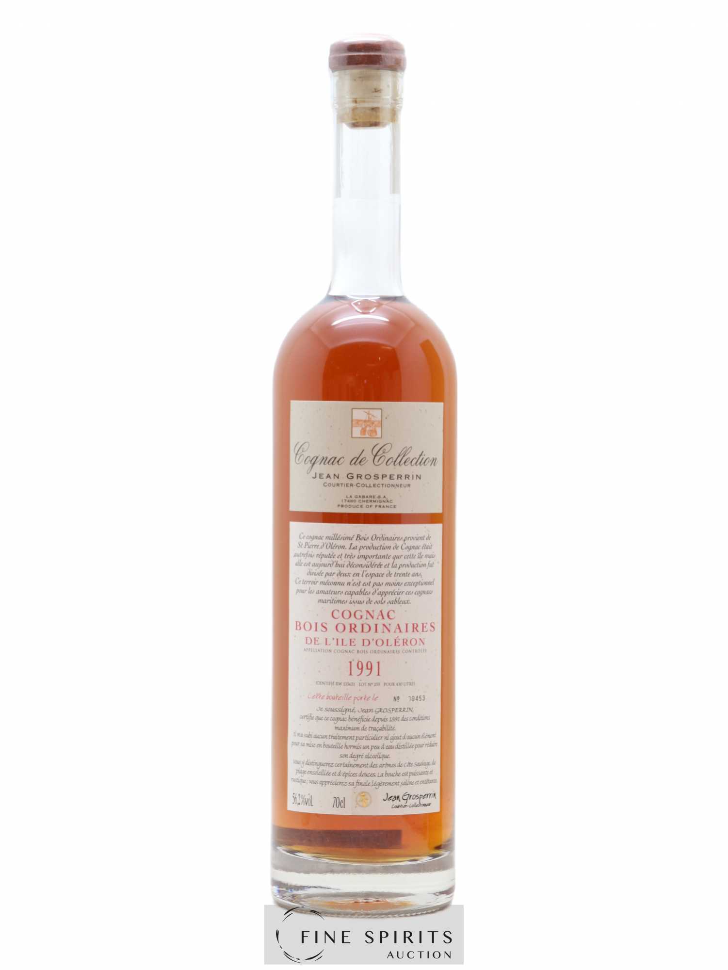 Jean Grosperrin 1991 Of. Fût RW 135651 Lot n°255 Cognac de Collection - Posten von 1 Flasche - 1