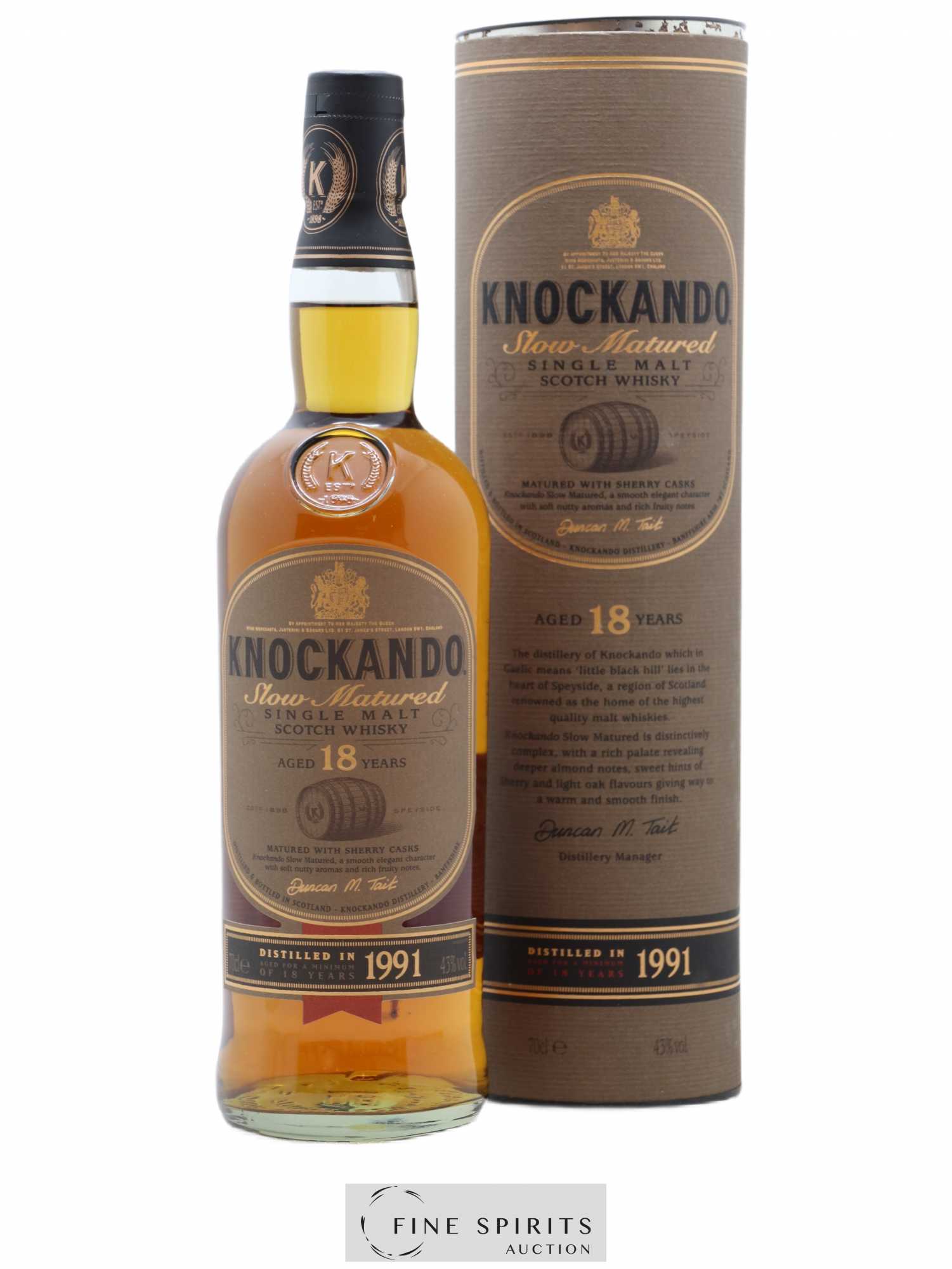 Knockando 18 years 1991 Of. Slow Matured Sherry Casks - Lot de 1 bouteille - 0