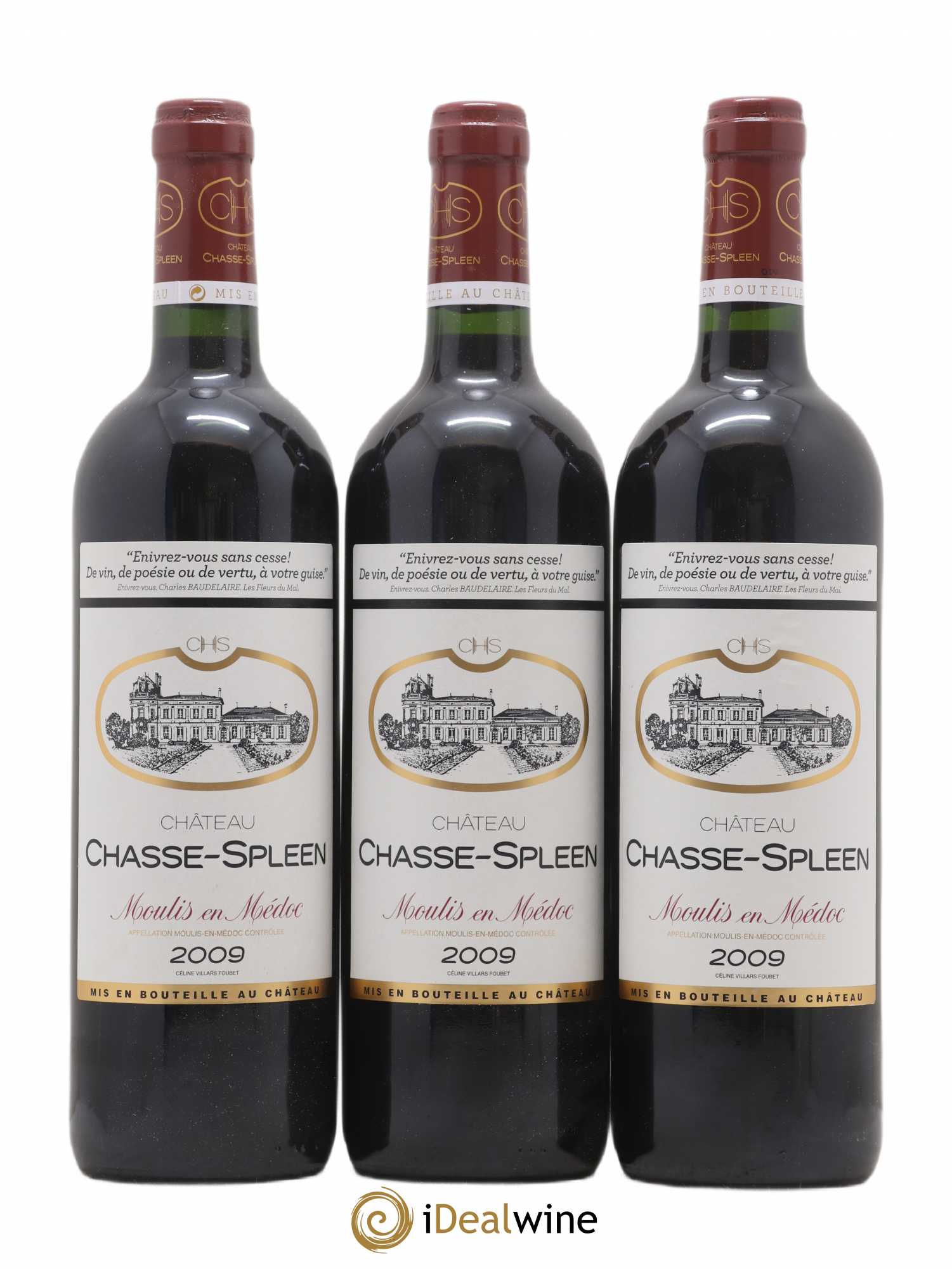 Château Chasse Spleen 2009 - Lot de 3 bouteilles - 0