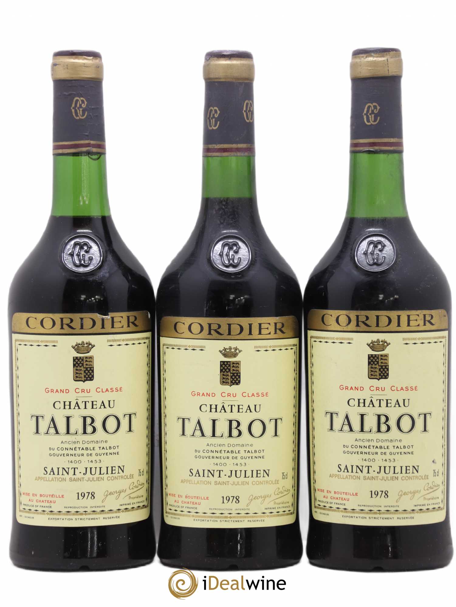 Château Talbot 4ème Grand Cru Classé 1978 - Lot de 3 bouteilles - 0