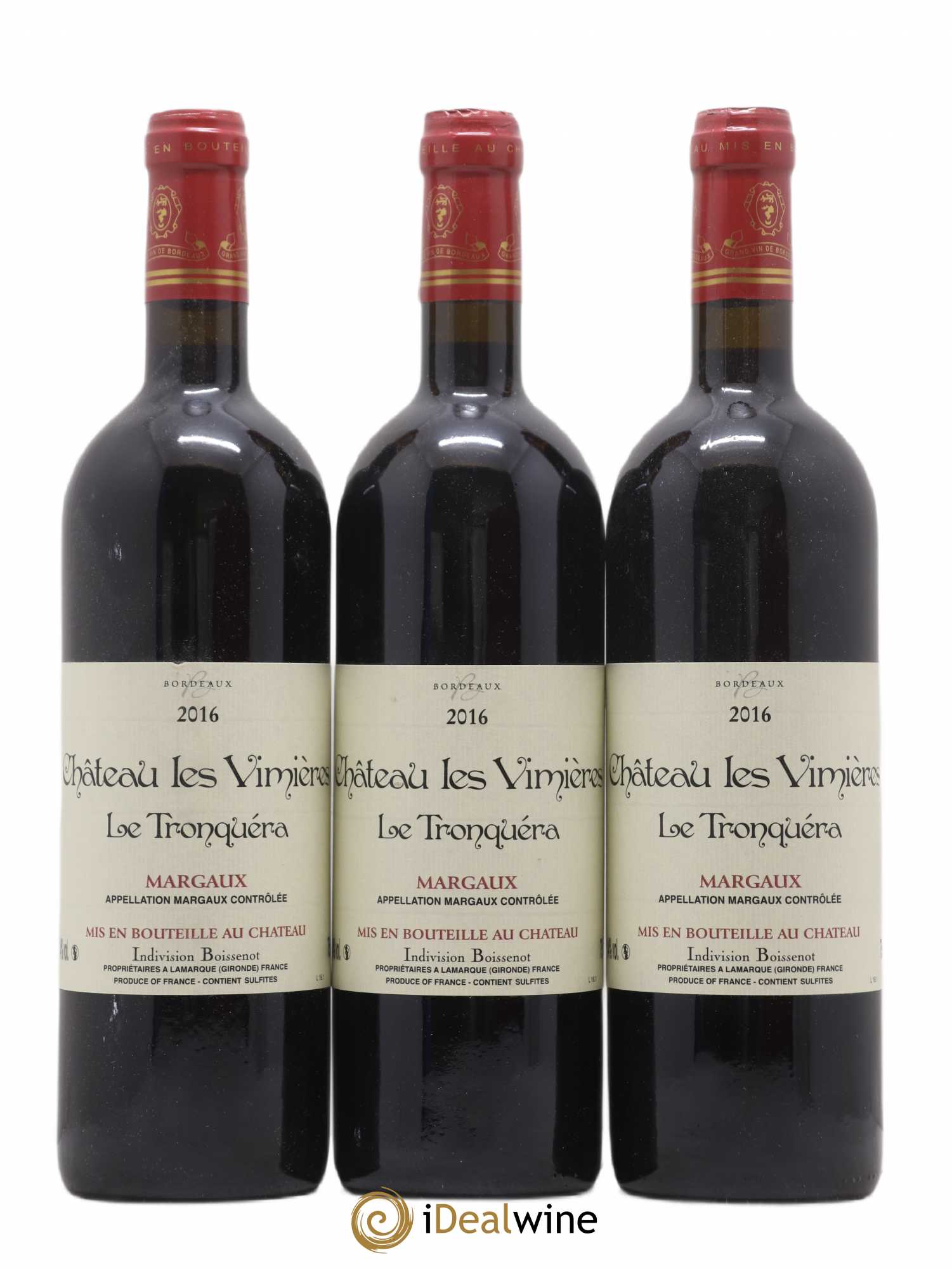 Bordeaux Margaux Château Vimieres Le Tronquera 2016 - Posten von 3 Flaschen - 0