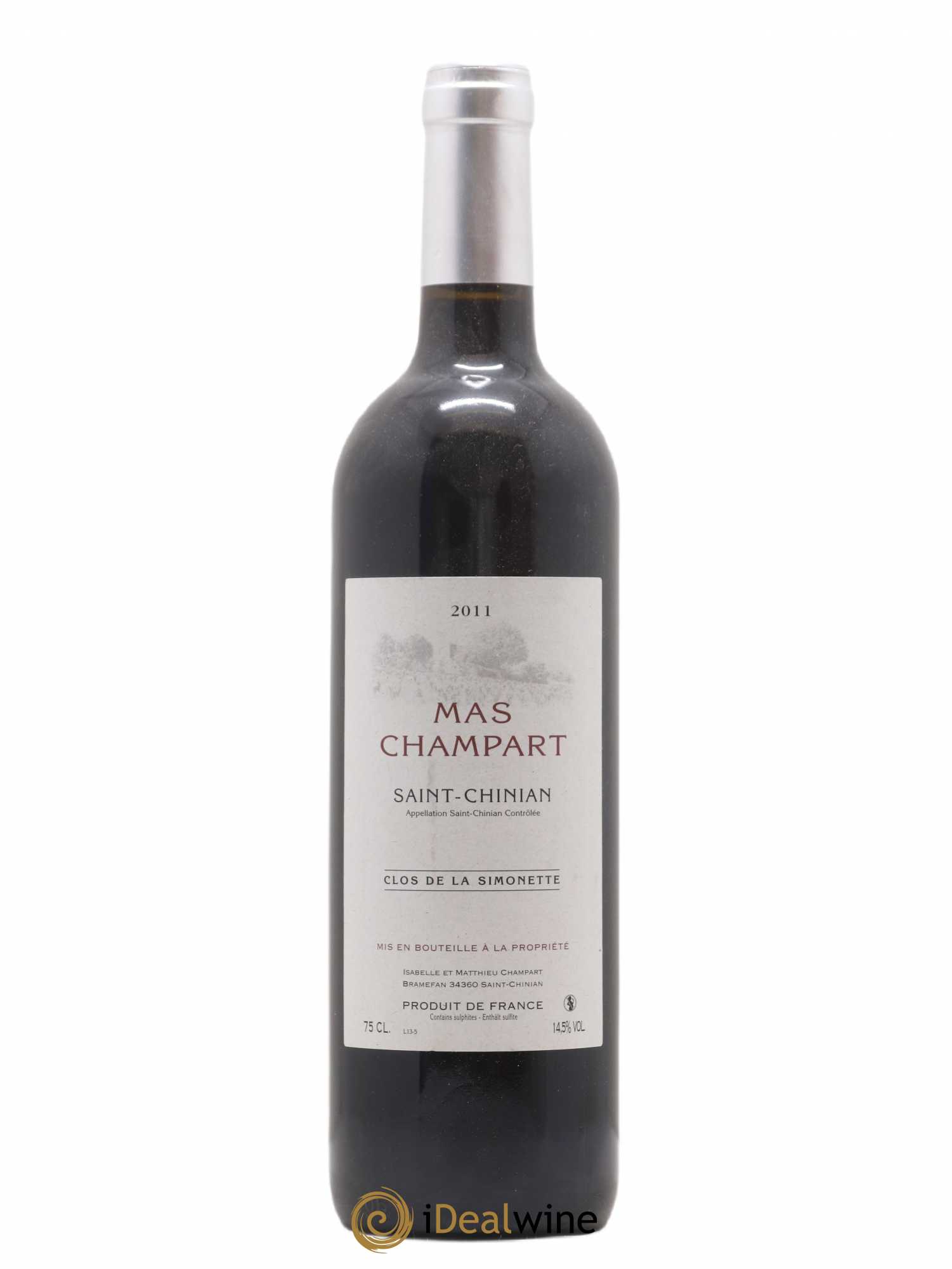 Saint-Chinian Mas Champart Clos de La Simonette Isabelle et Mathieu Champart 2011 - Lot de 1 bouteille - 0