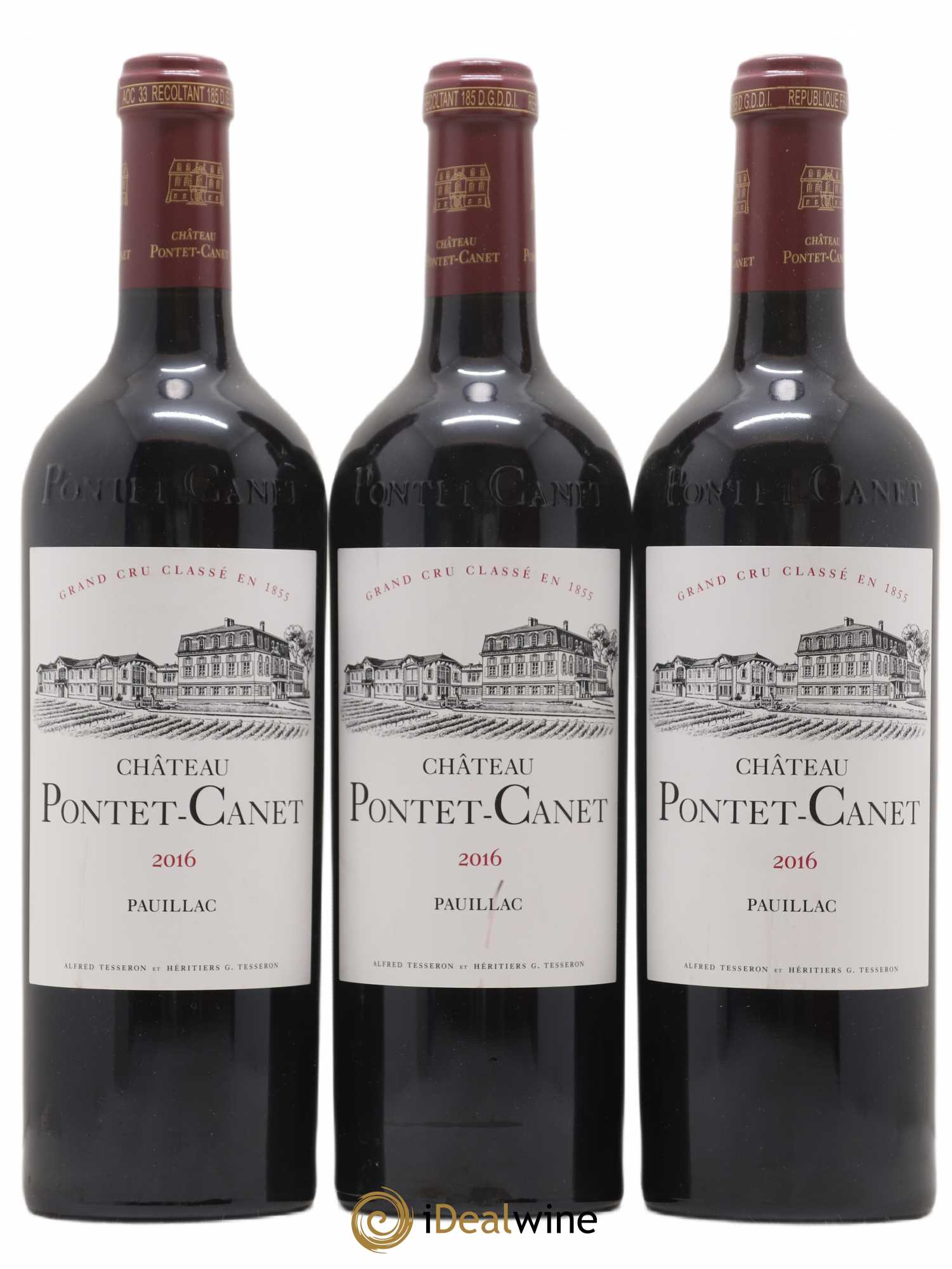 Château Pontet Canet 5ème Grand Cru Classé 2016 - Lot de 3 bouteilles - 0