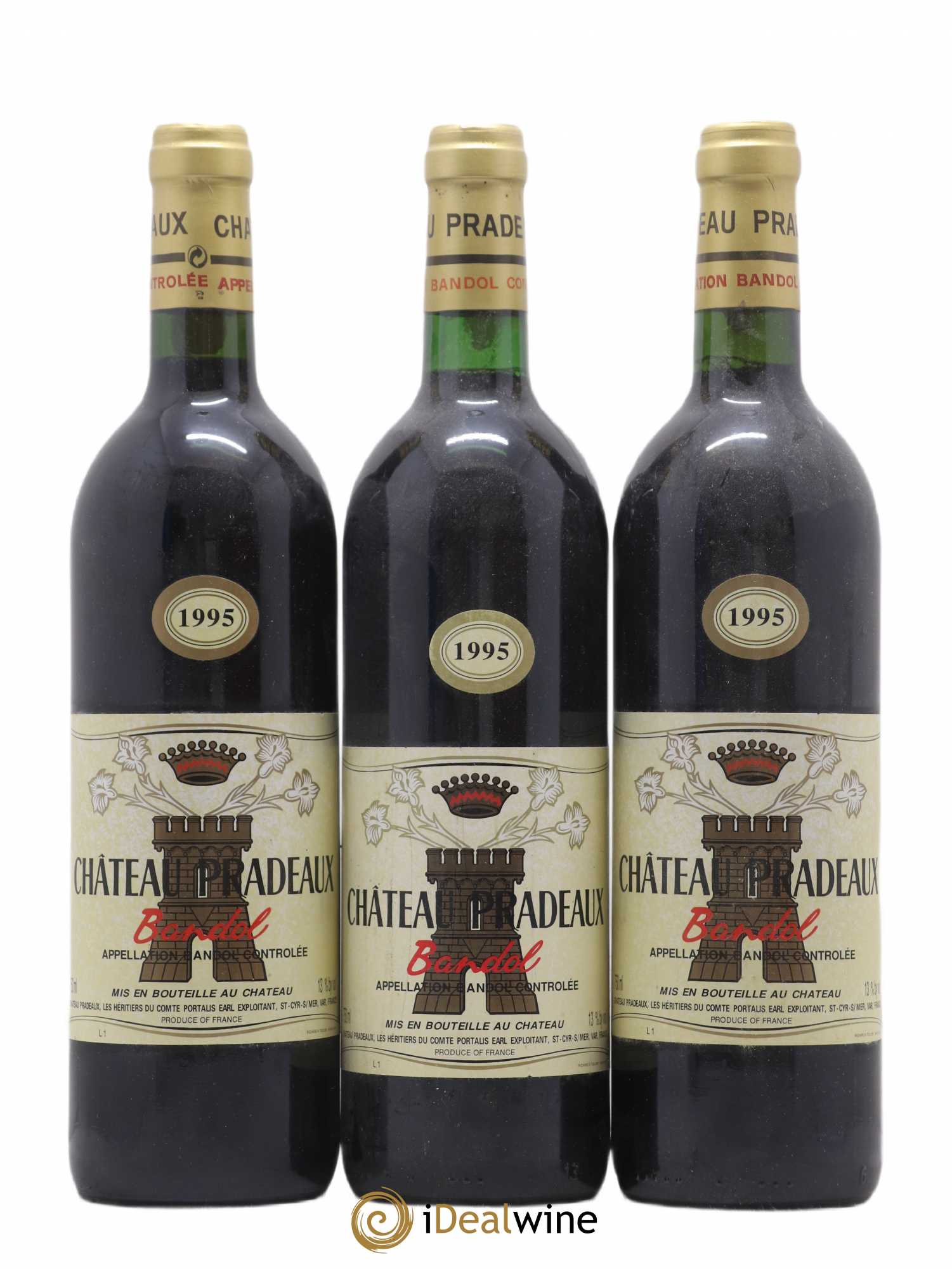 Bandol Château Pradeaux Famille Portalis 1995 - Lot de 3 bouteilles - 0