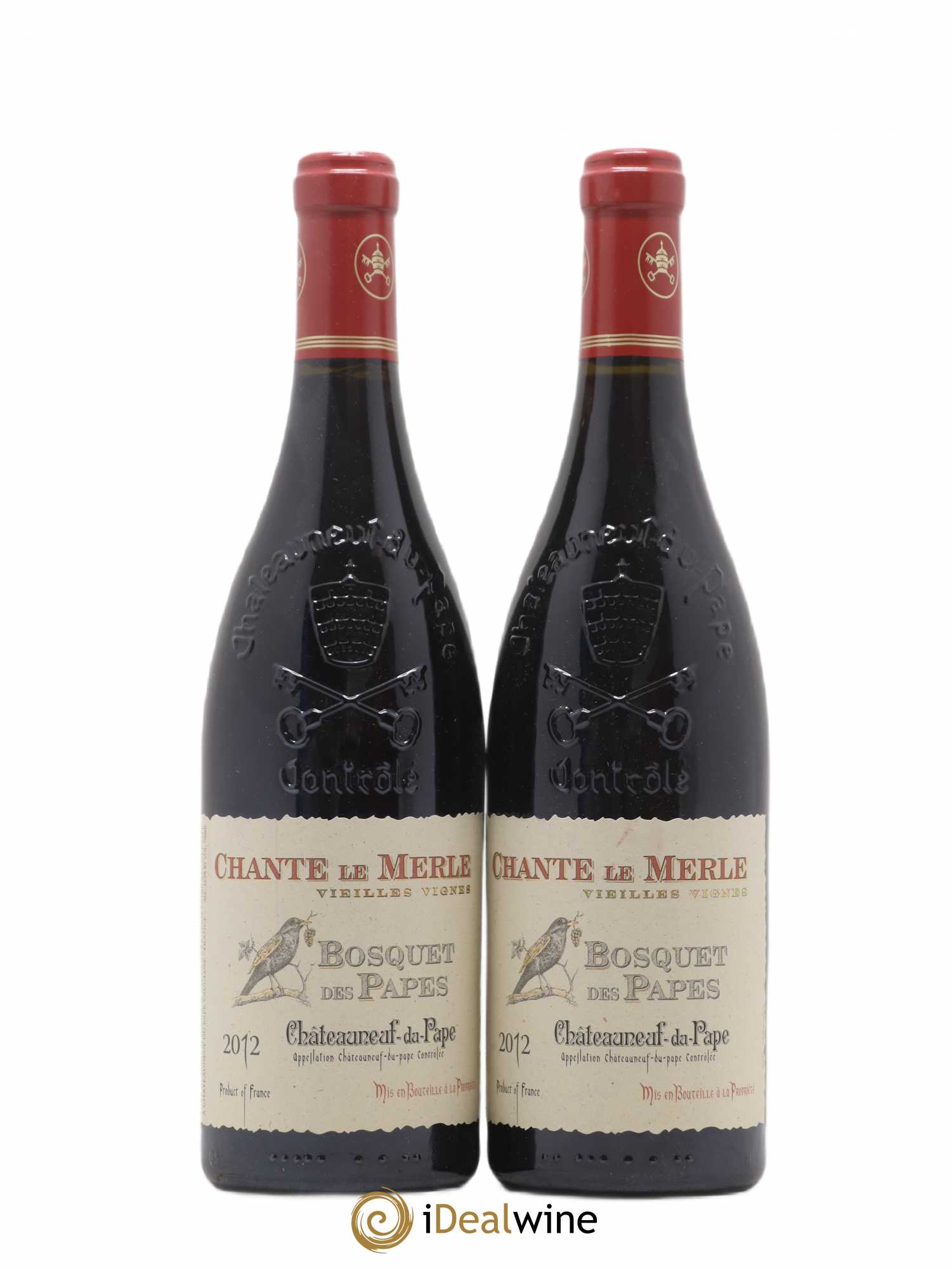 Châteauneuf-du-Pape Bosquet des Papes Chante Le Merle Vieilles Vignes Famille Boiron 2012 - Lot de 2 bouteilles - 0