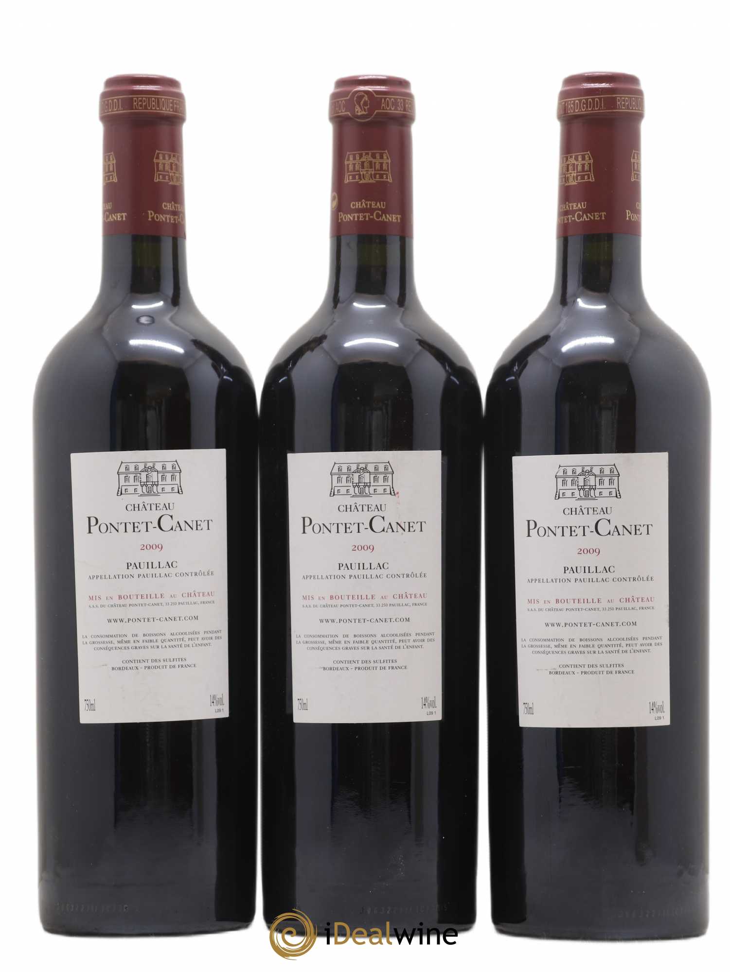 Château Pontet Canet 5ème Grand Cru Classé 2009 - Lot de 3 bouteilles - 1