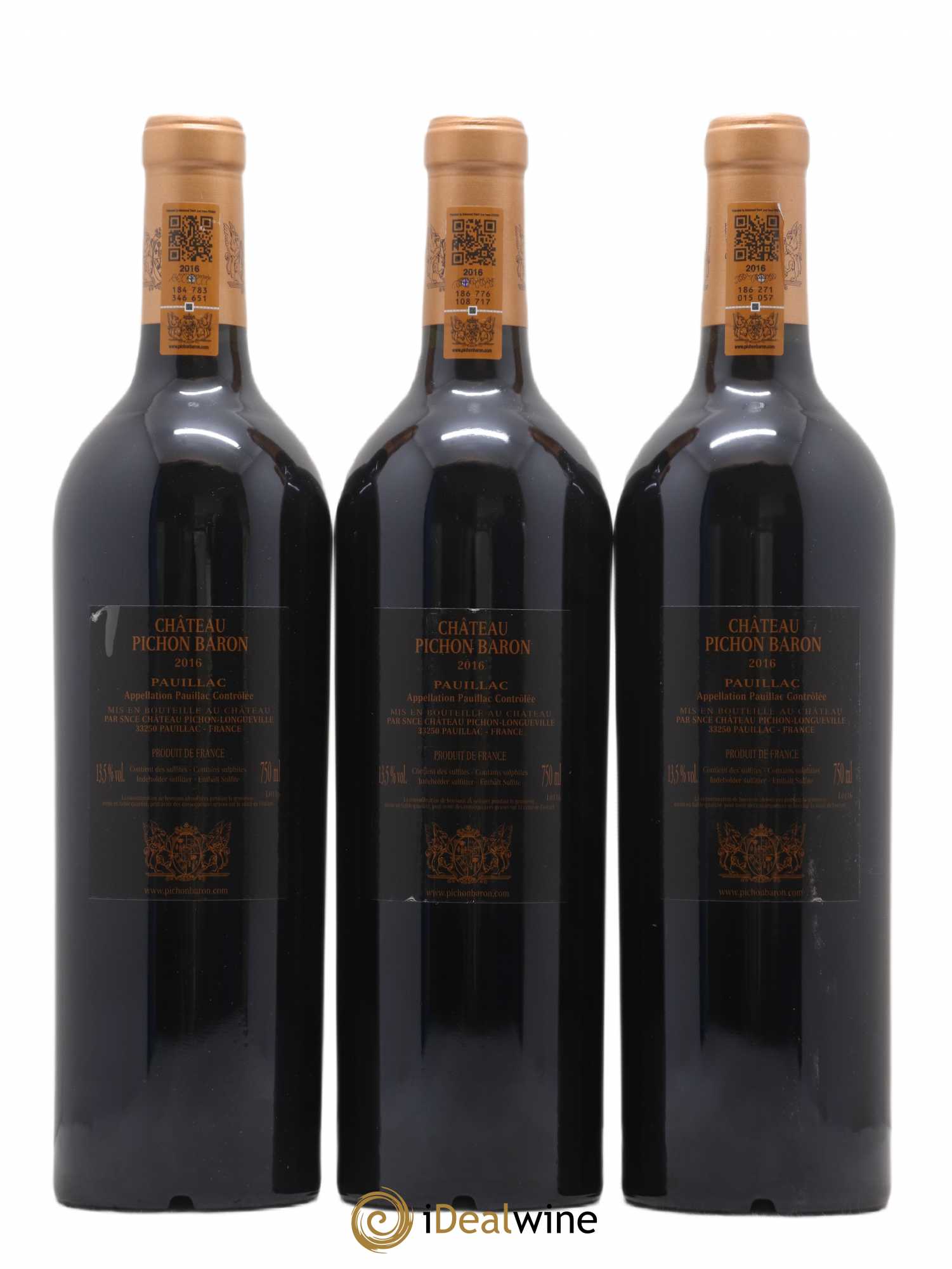 Pichon Longueville Baron 2ème Grand Cru Classé 2016 - Lot de 3 bouteilles - 1