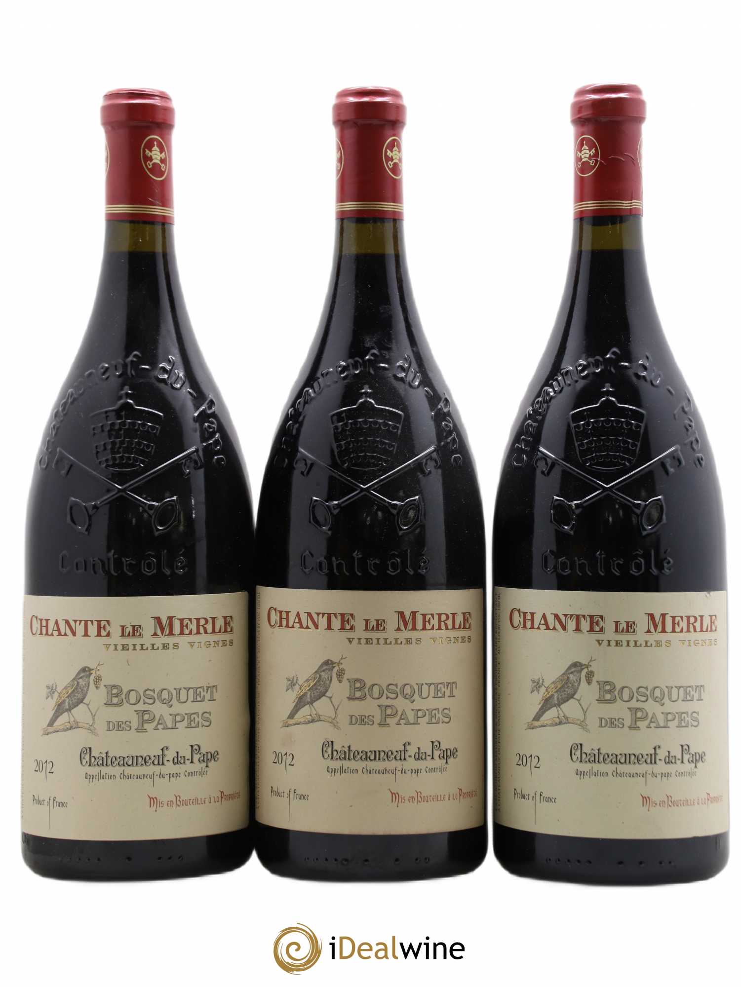 Châteauneuf-du-Pape Bosquet des Papes Chante Le Merle Vieilles Vignes Famille Boiron 2012 - Posten von 3 Magnum - 0