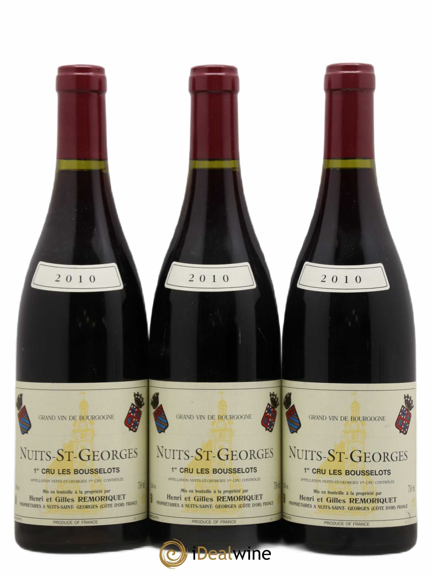 Nuits-Saint-Georges 1er Cru Les Bousselots Gilles Remoriquet 2010 - Lot de 3 bouteilles - 0