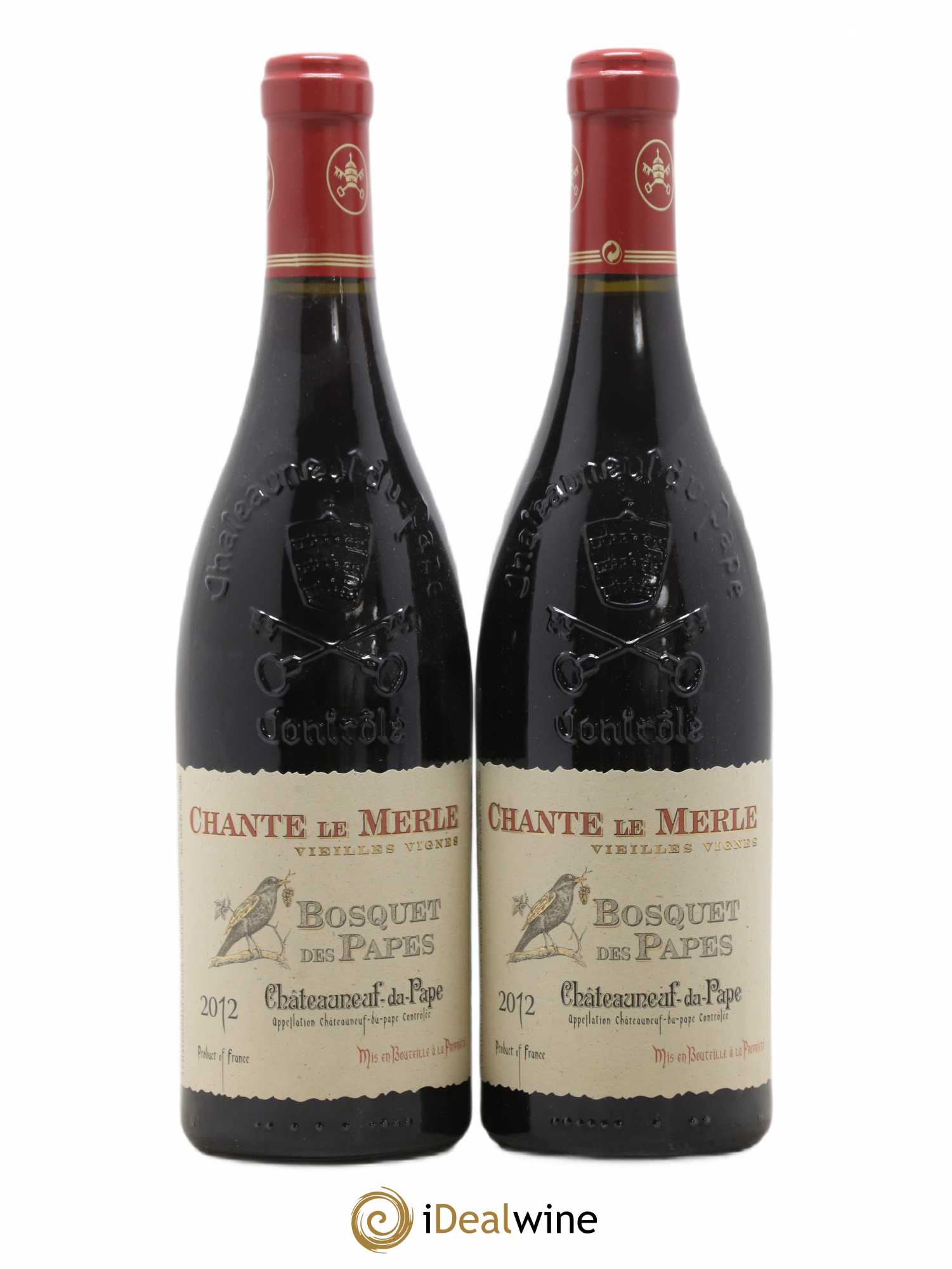 Châteauneuf-du-Pape Bosquet des Papes Chante Le Merle Vieilles Vignes Famille Boiron 2012 - Lot de 2 bouteilles - 0