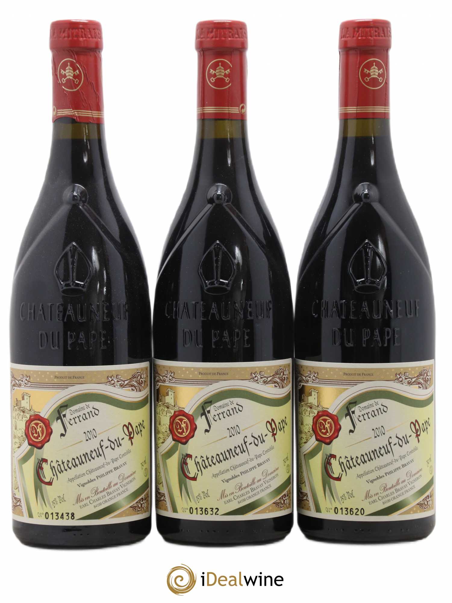 Châteauneuf-du-Pape Domaine de Ferrand Domaine de Ferrand Philippe Bravay 2010 - Posten von 3 Flaschen - 0