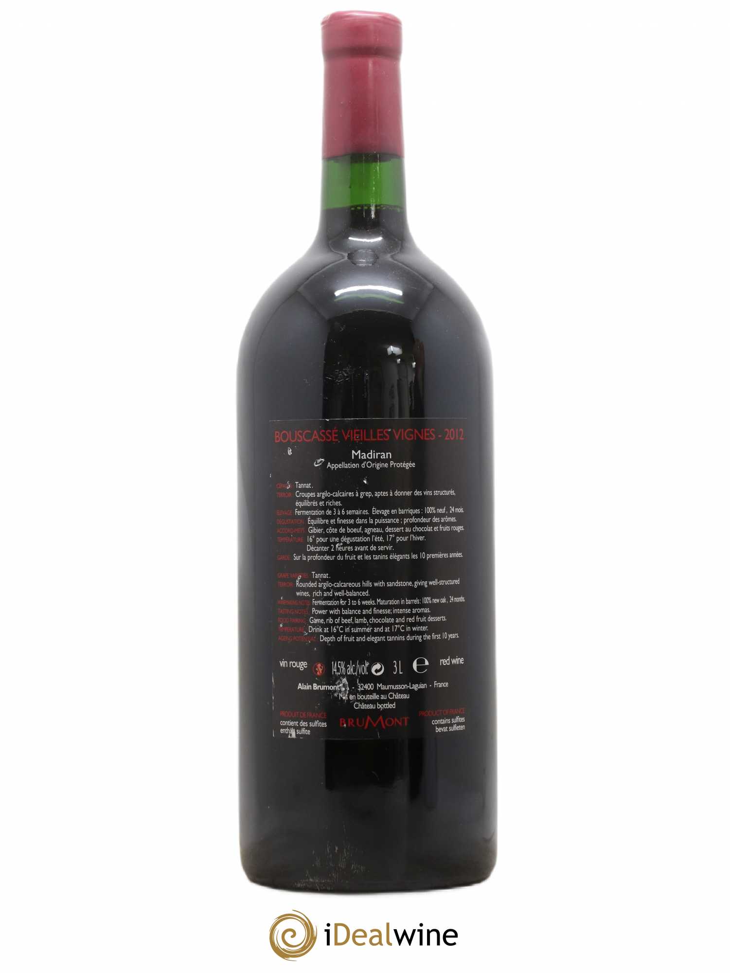 Madiran Vieilles Vignes Château Bouscassé - Alain Brumont 2012 - Lot de 1 double magnum - 1