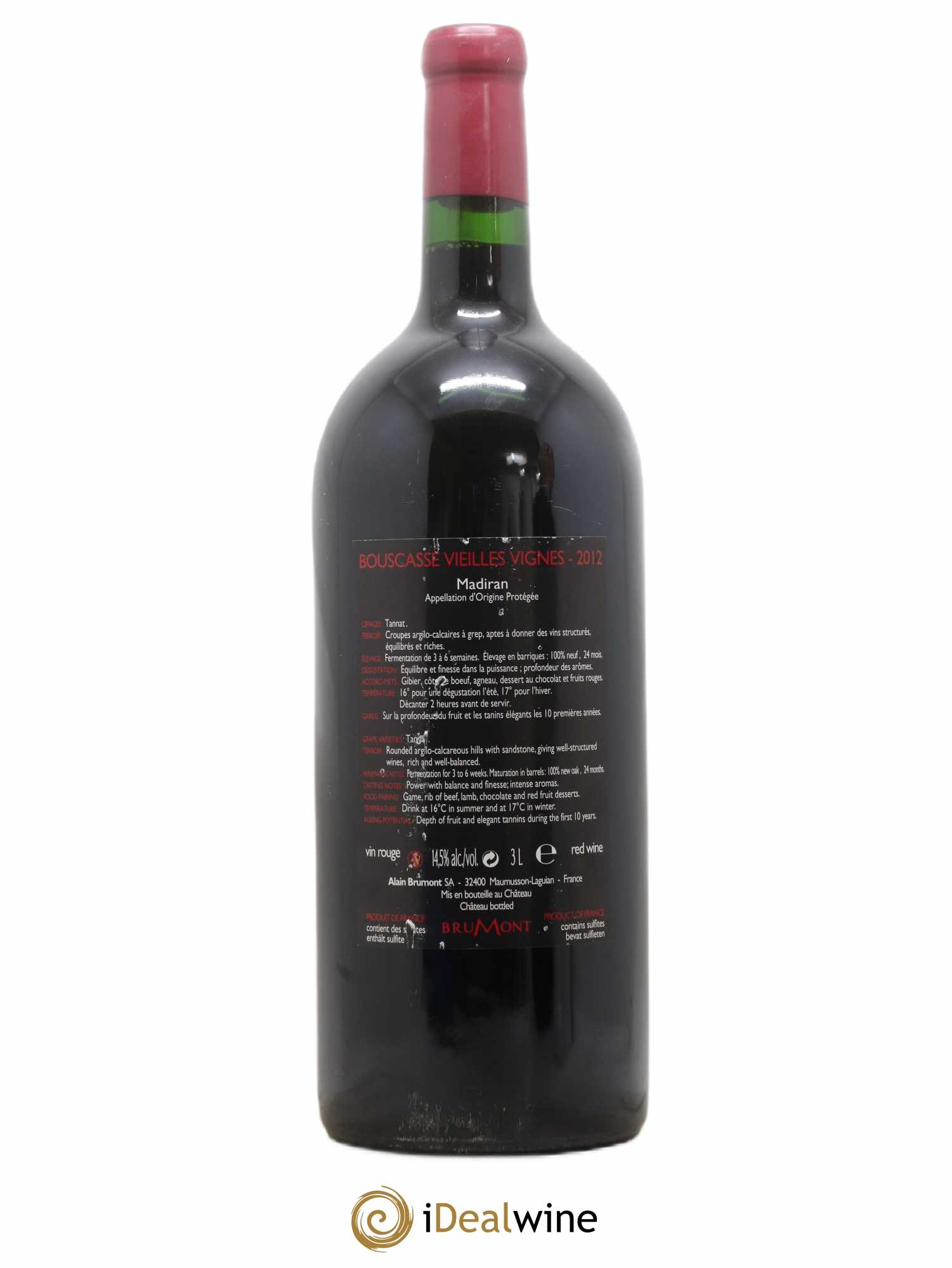 Madiran Vieilles Vignes Château Bouscassé - Alain Brumont 2012 - Lot de 1 double magnum - 1