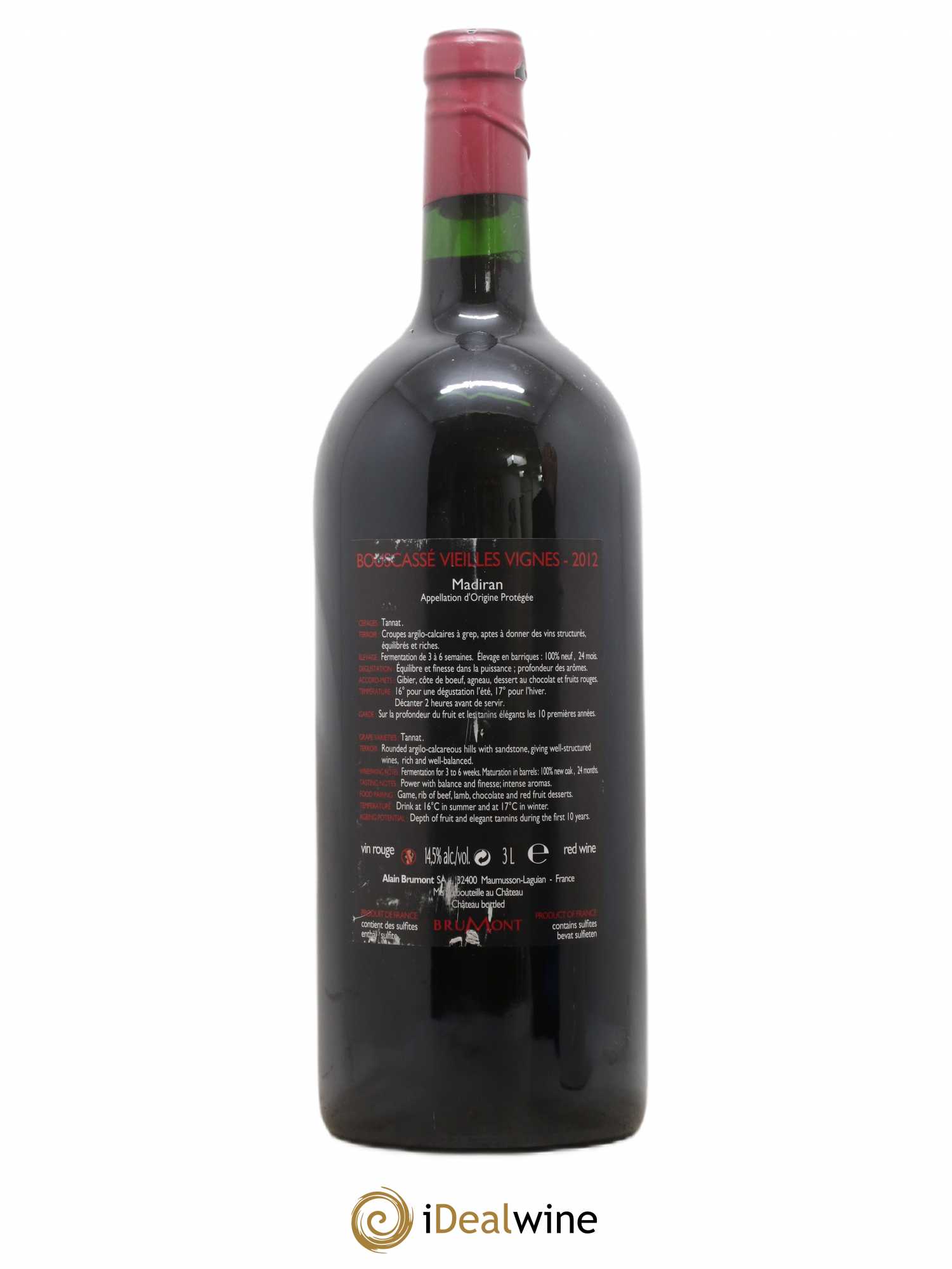 Madiran Vieilles Vignes Château Bouscassé - Alain Brumont 2012 - Lot de 1 double magnum - 1