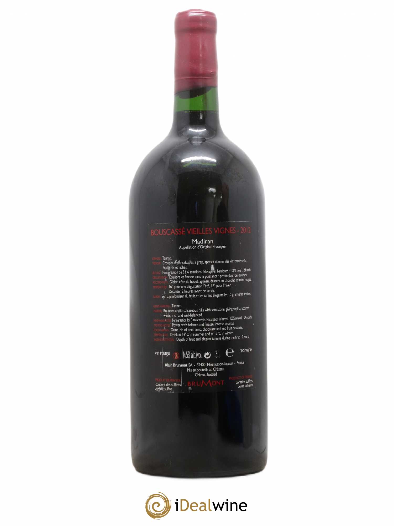 Madiran Vieilles Vignes Château Bouscassé - Alain Brumont 2012 - Lot de 1 double magnum - 1