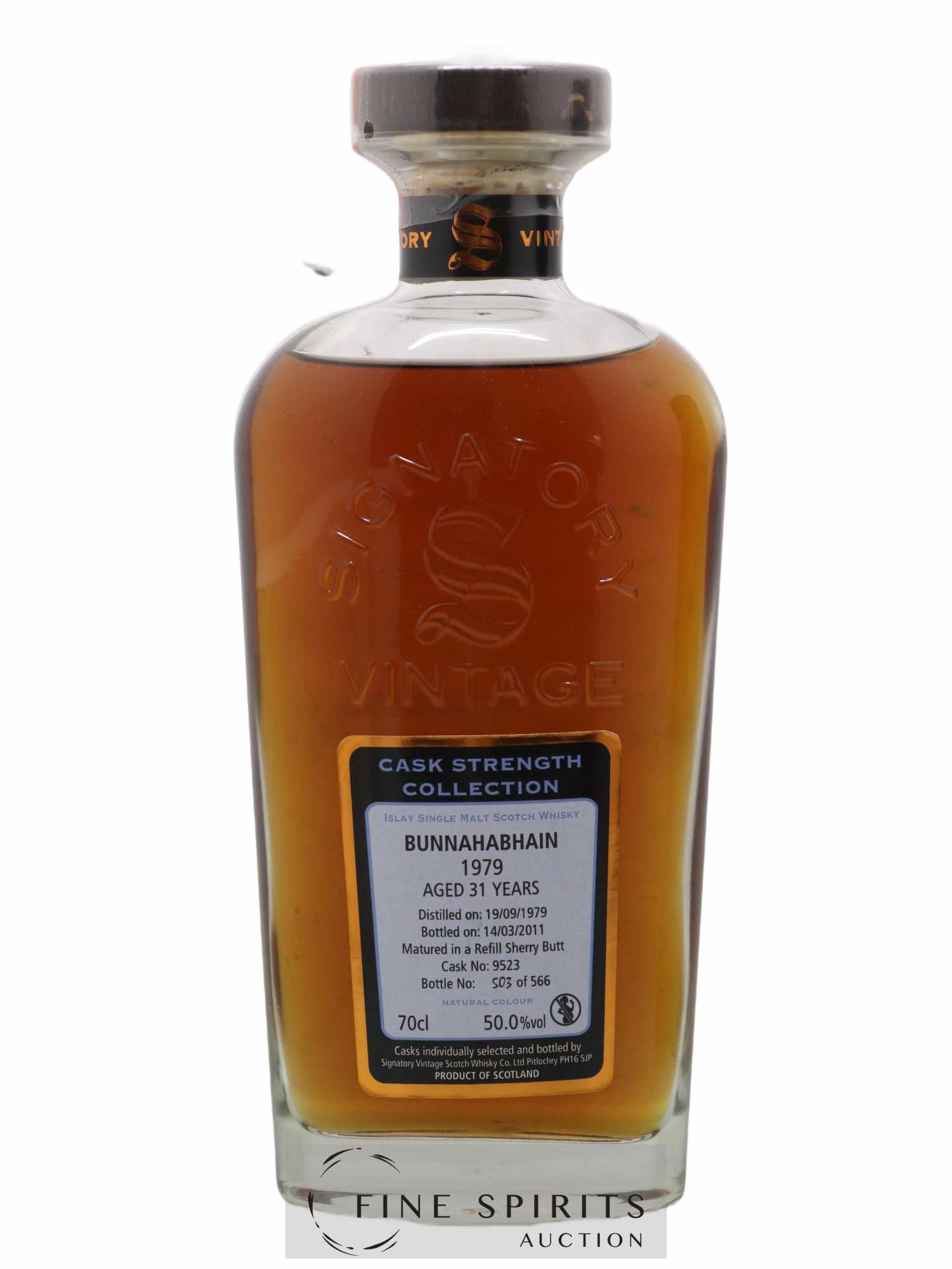Bunnahabhain 31 years 1979 Signatory Vintage Refill Butt Cask n°9523 - One of 566 - bottled 2011 Cask Streng - Lot of 1 bottle - 1