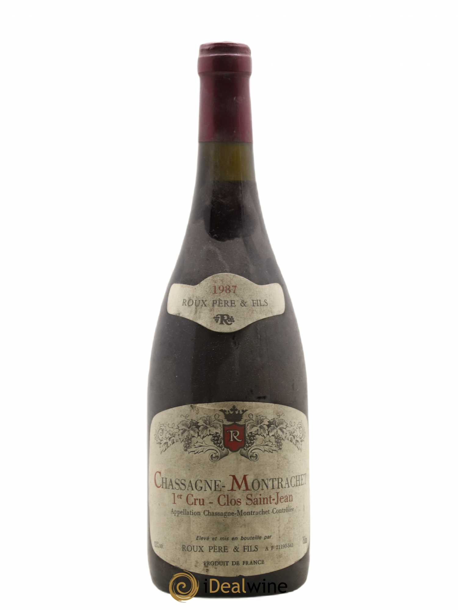 Chassagne-Montrachet 1er Cru Clos Saint Jean Domaine Roux Père et Fils 1987 - Lot de 1 bouteille - 0