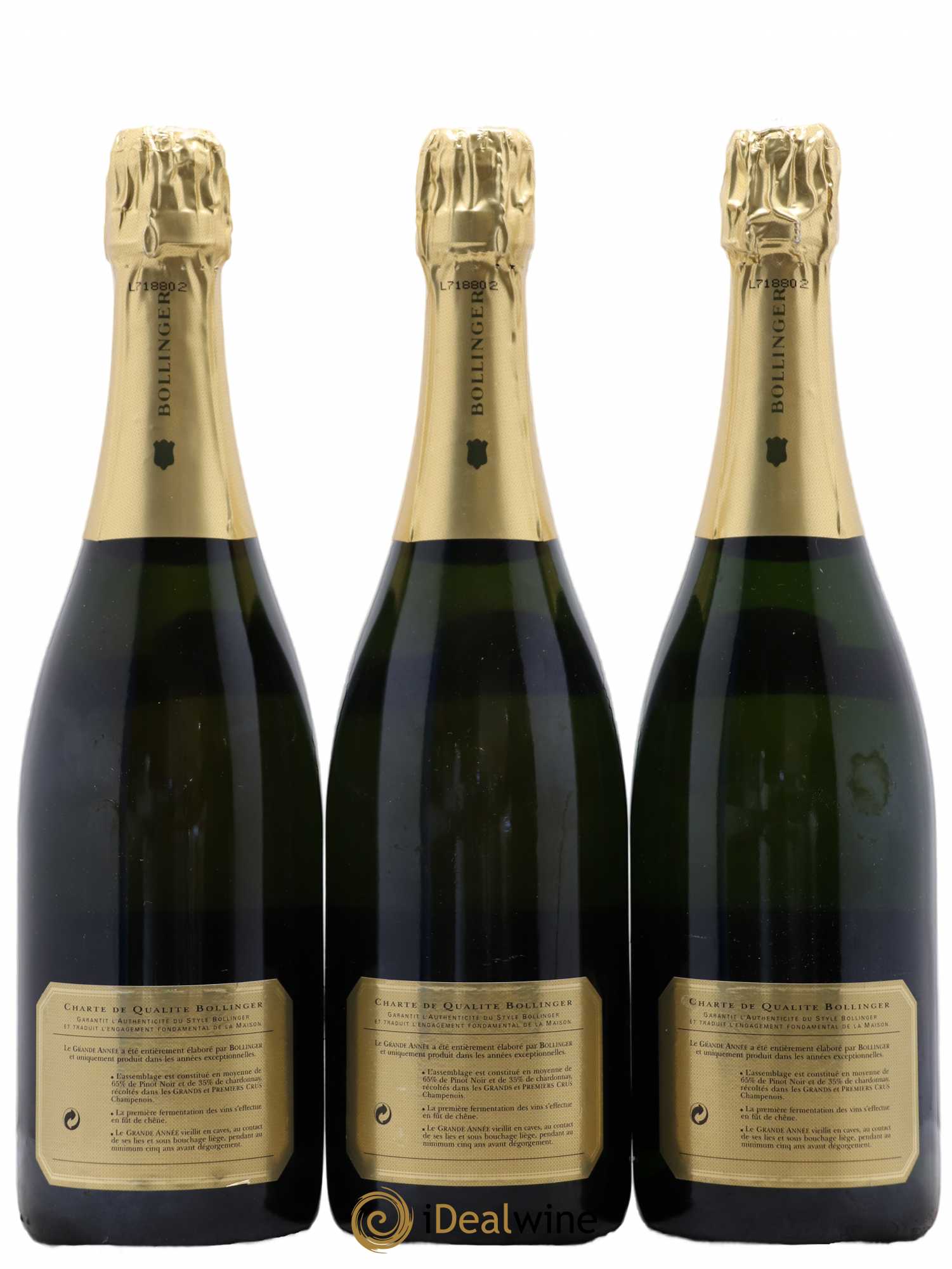 La Grande Année Brut Bollinger 1989 - Lot de 3 bouteilles - 1