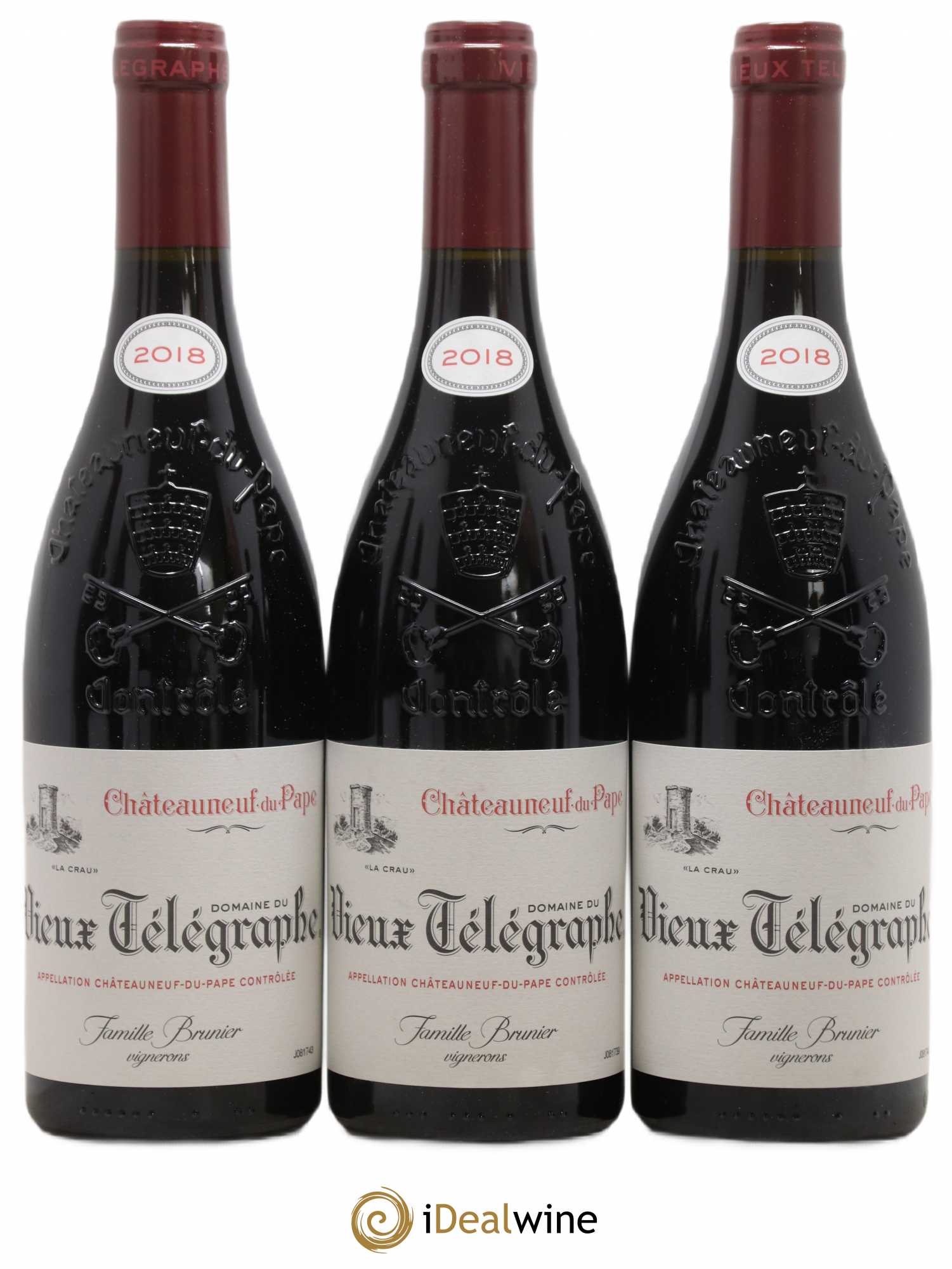 Châteauneuf-du-Pape Vieux Télégraphe (Domaine du) Vignobles Brunier 2018 - Lot de 6 bouteilles - 1