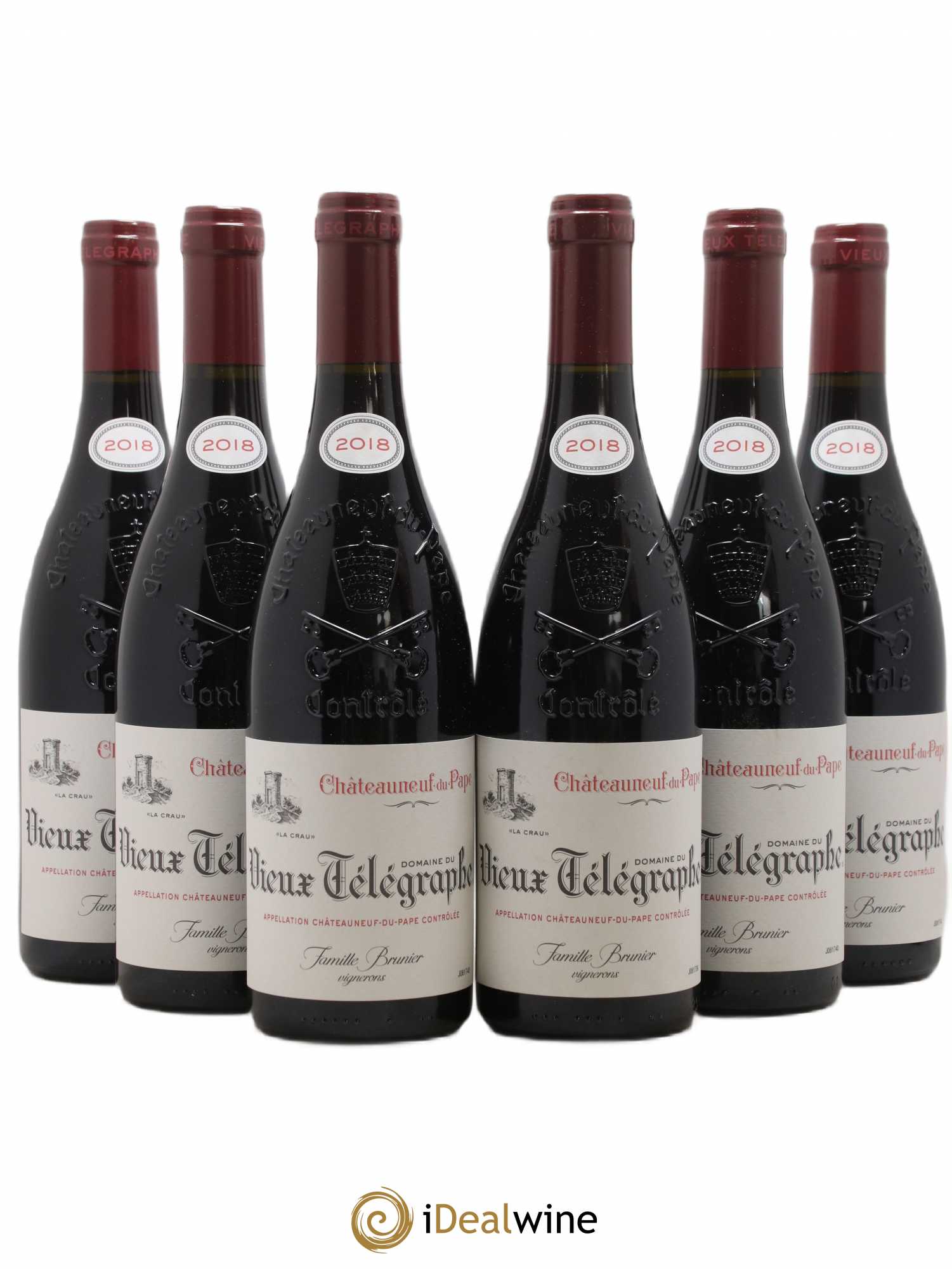 Châteauneuf-du-Pape Vieux Télégraphe (Domaine du) Vignobles Brunier 2018 - Lot de 6 bouteilles - 0
