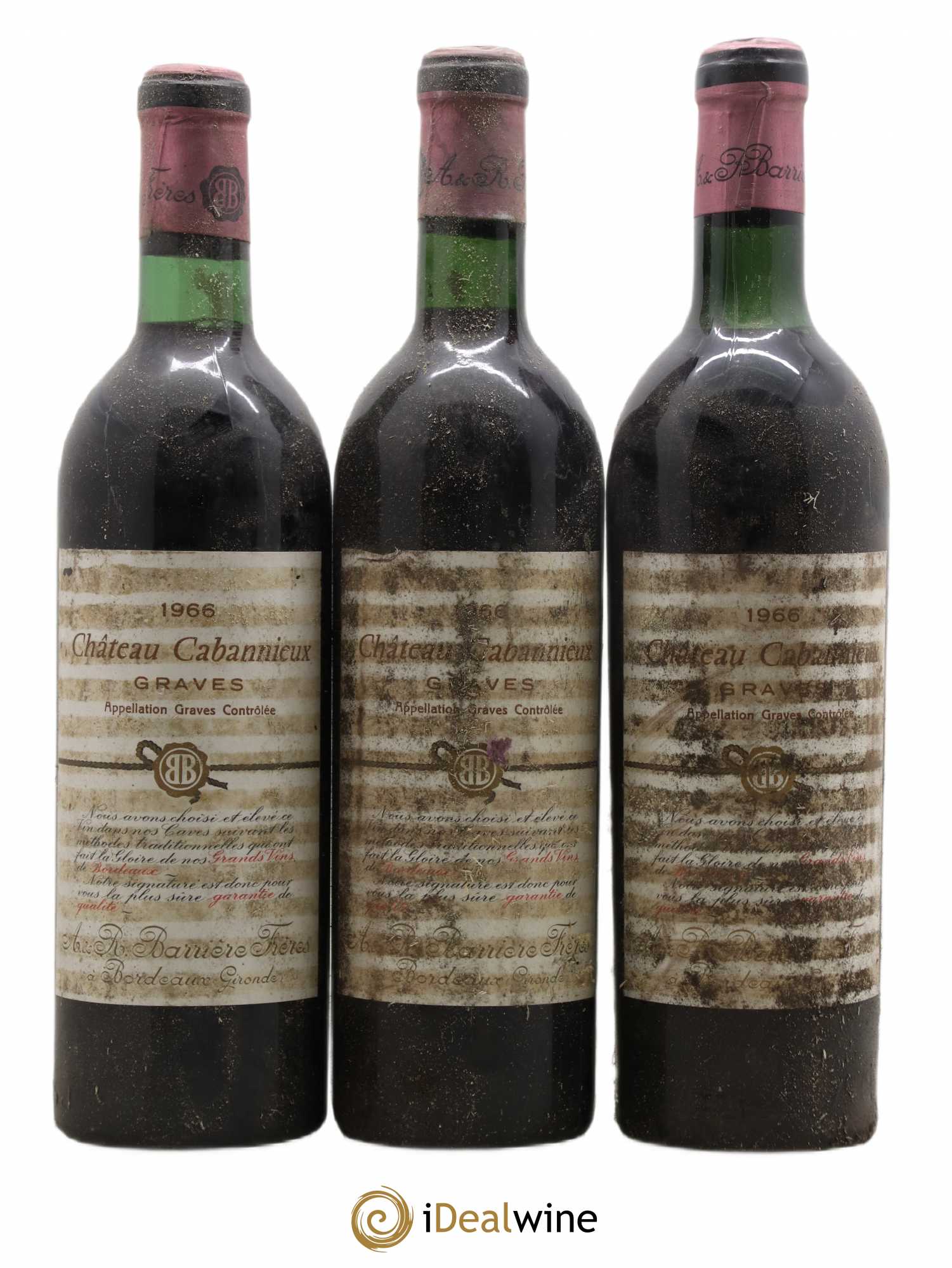 Château Cabannieux 1966 - Lot de 3 bouteilles - 0
