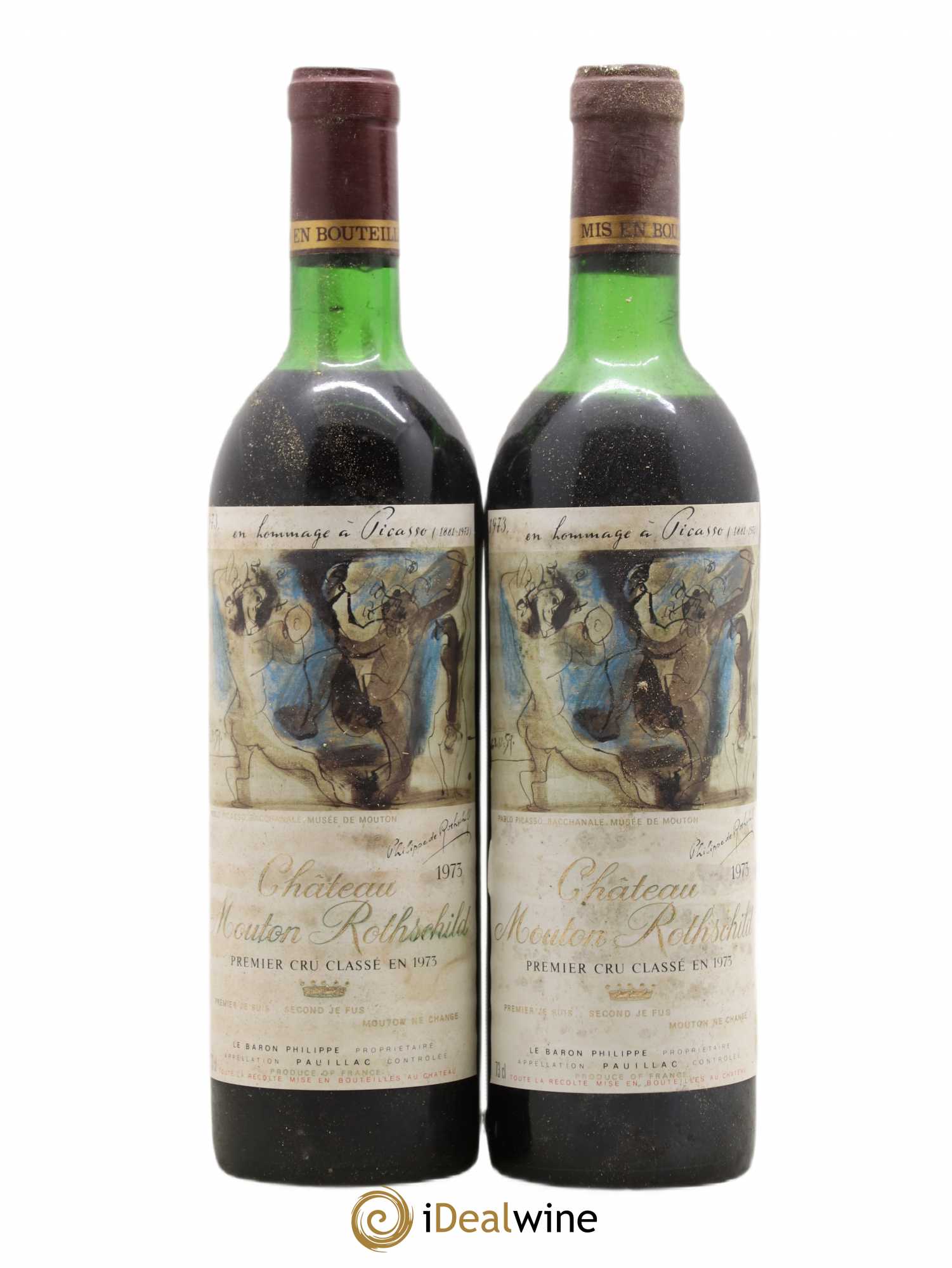 Château Mouton Rothschild 1er Grand Cru Classé 1973 - Lot de 2 bouteilles - 0